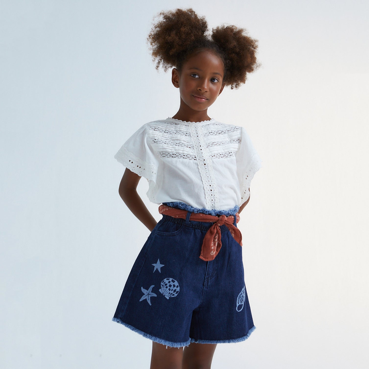 Girls White Lace Cotton Top