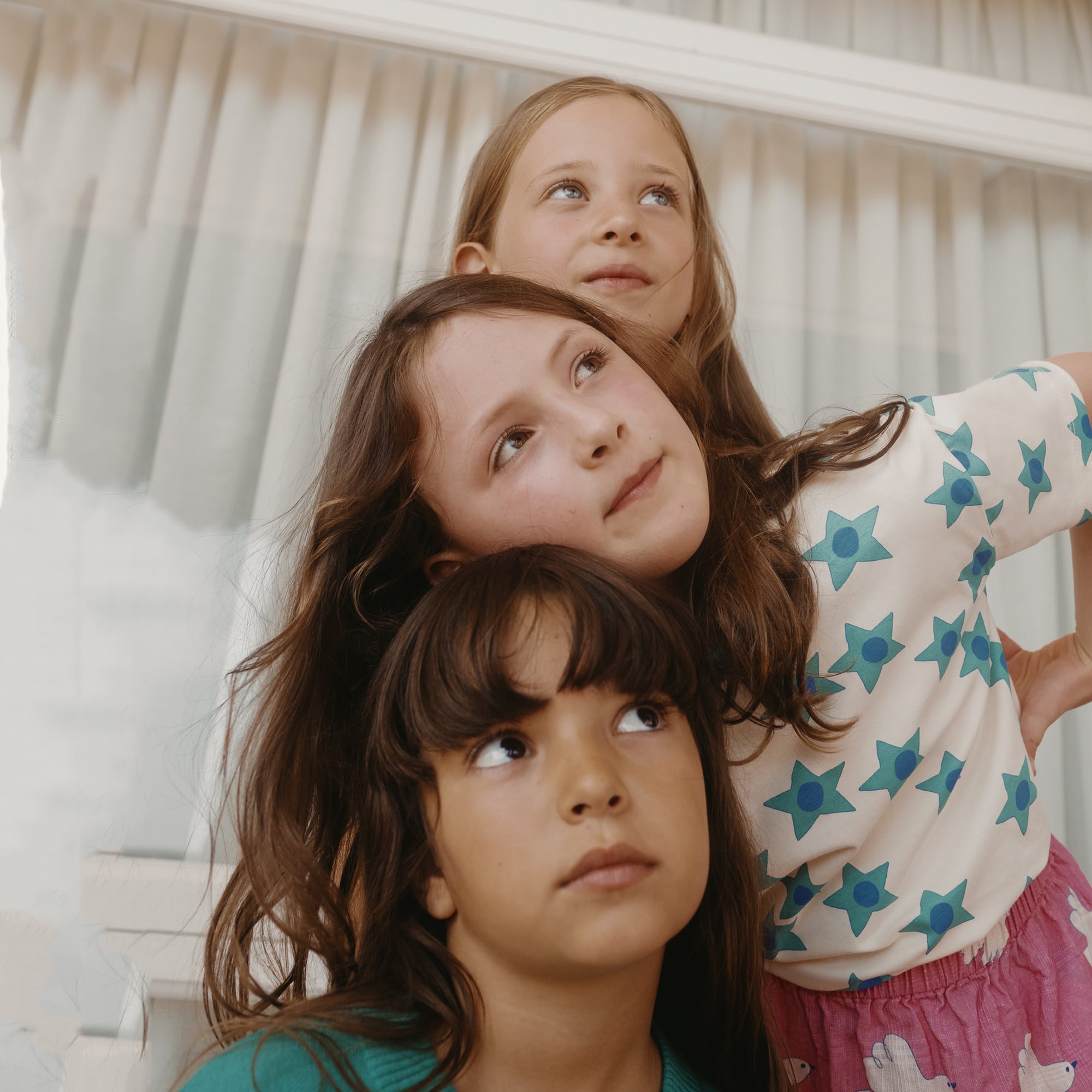 Boys & Girls White Star Cotton T-Shirt