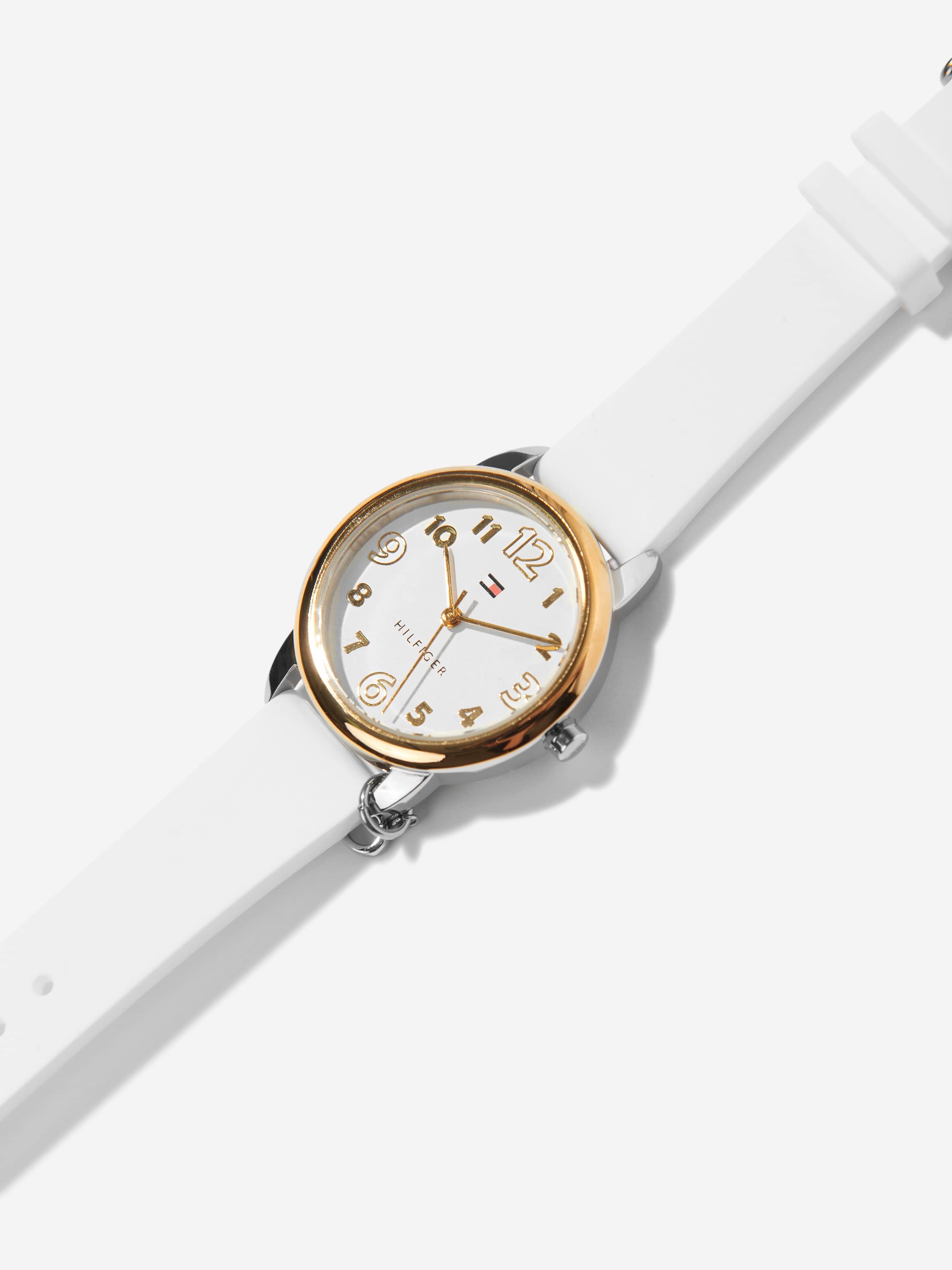 Tommy Hilfiger Girls Silicone Strap Watch in White (34mm)