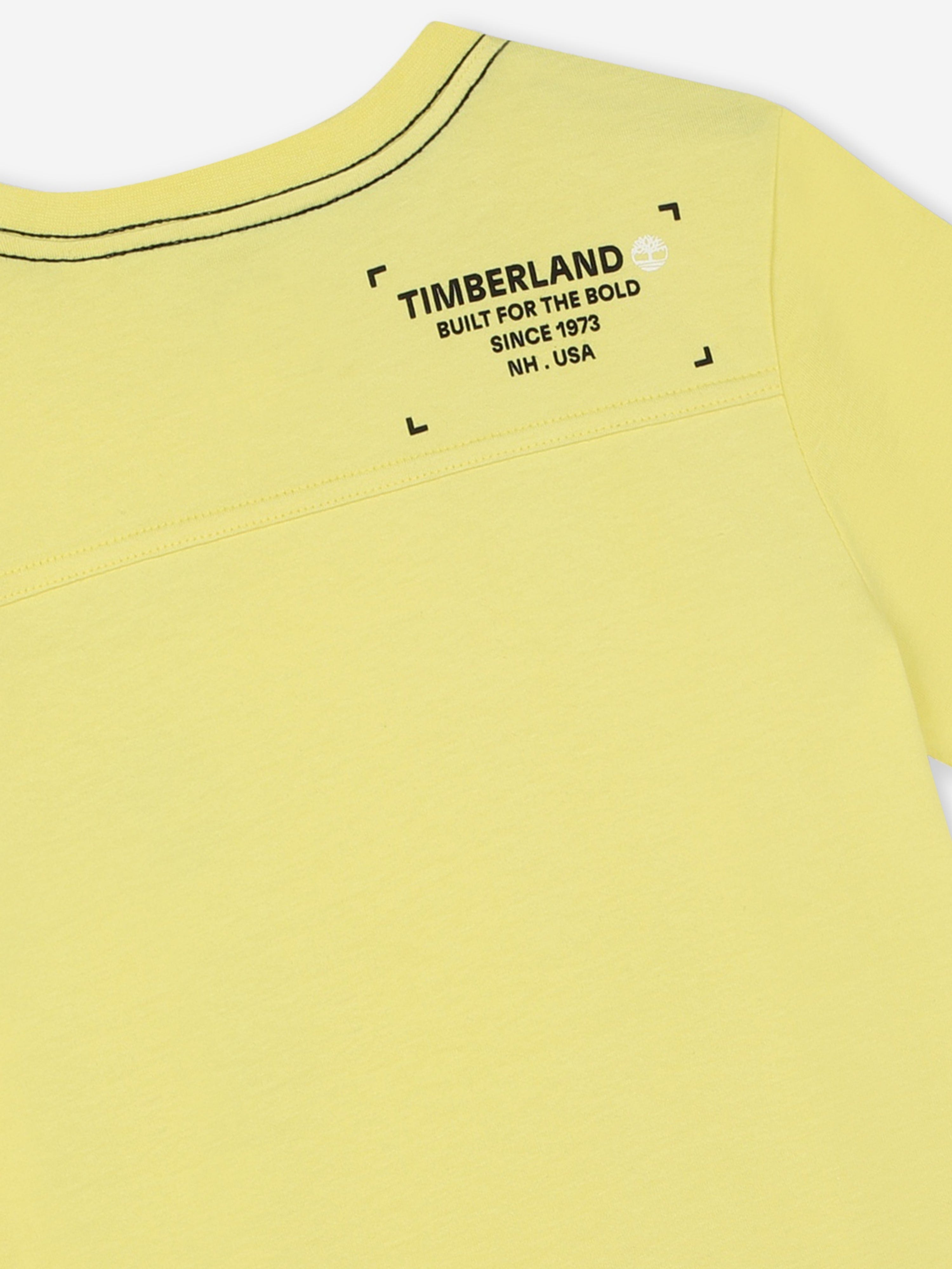 Timberland Boys Logo Print T-Shirt in Yellow