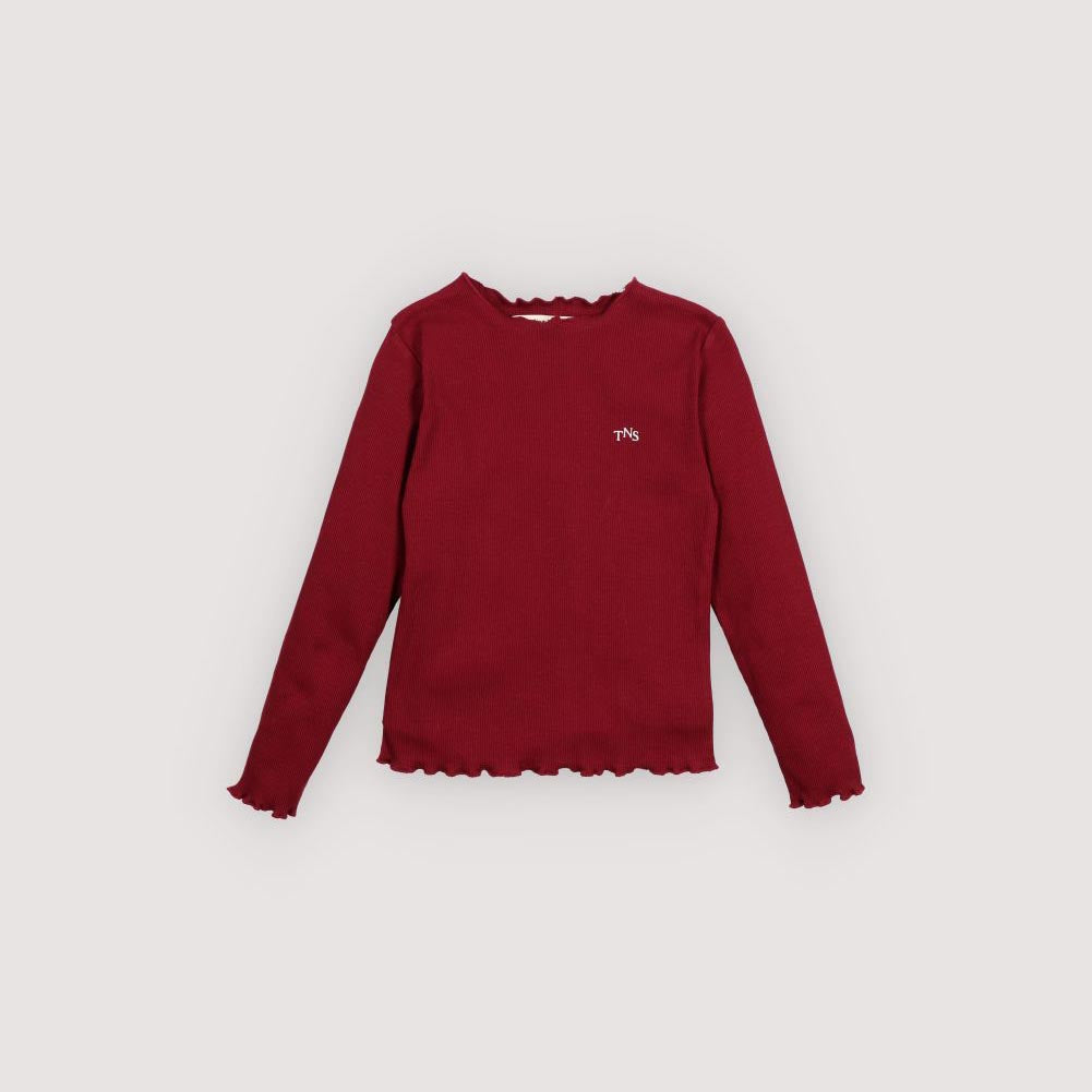 Girls Wine Red Cotton T-Shirt