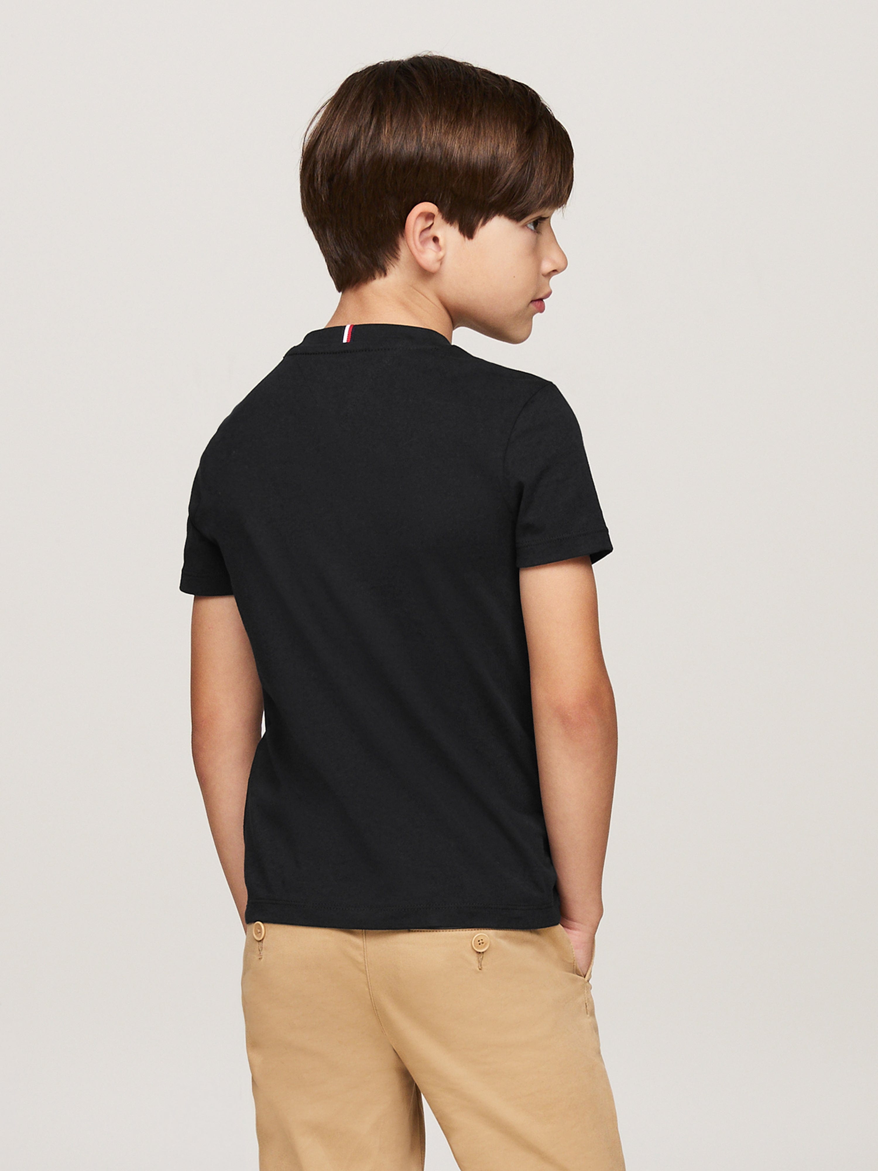 Tommy Hilfiger Boys Logo Puff Print Regular T-Shirt in Navy