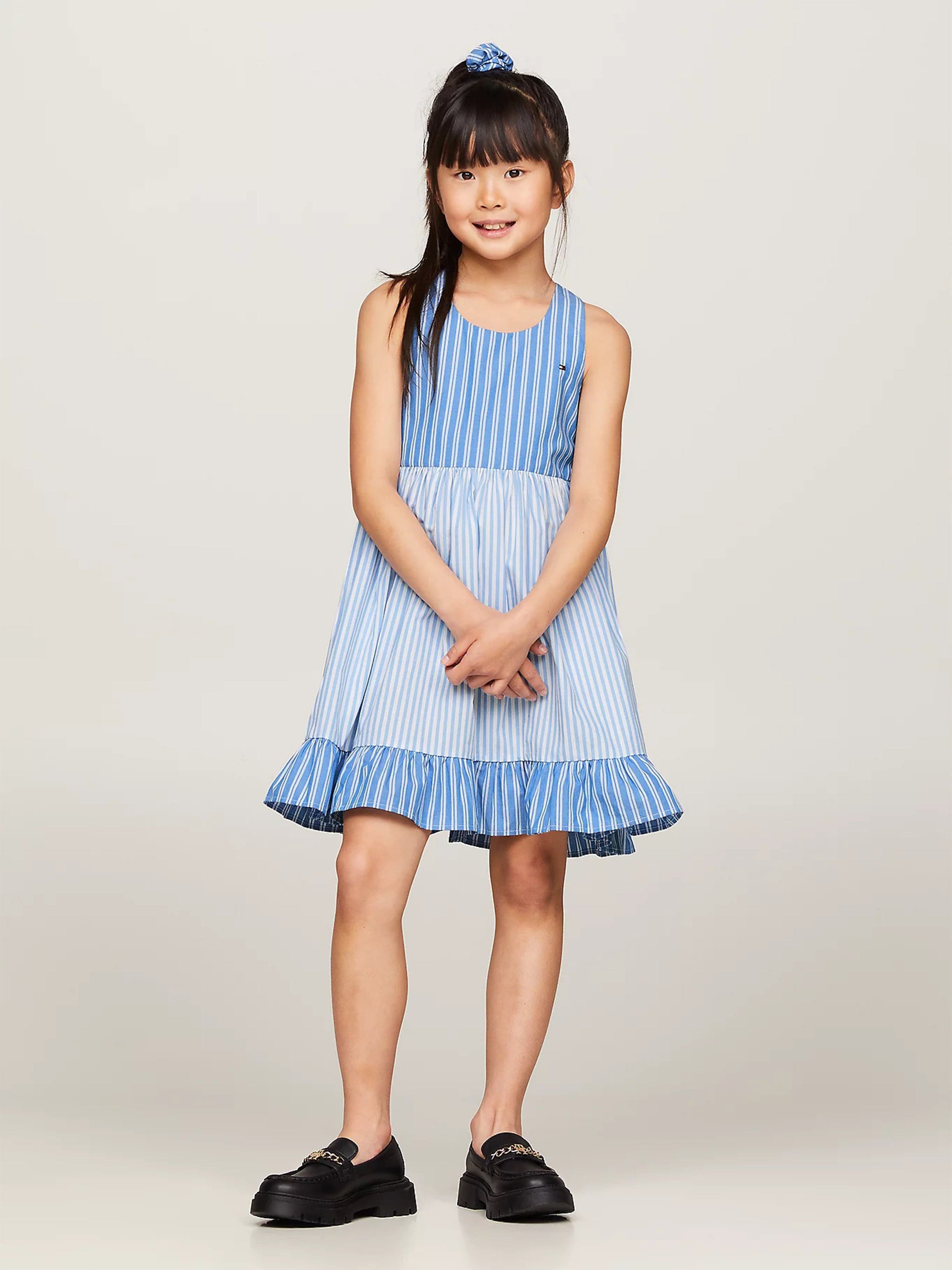 Tommy Hilfiger Girls Mixed Stripe Racerback Dress in Blue