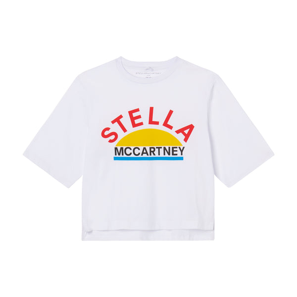 Girls White Logo Cotton T-Shirt