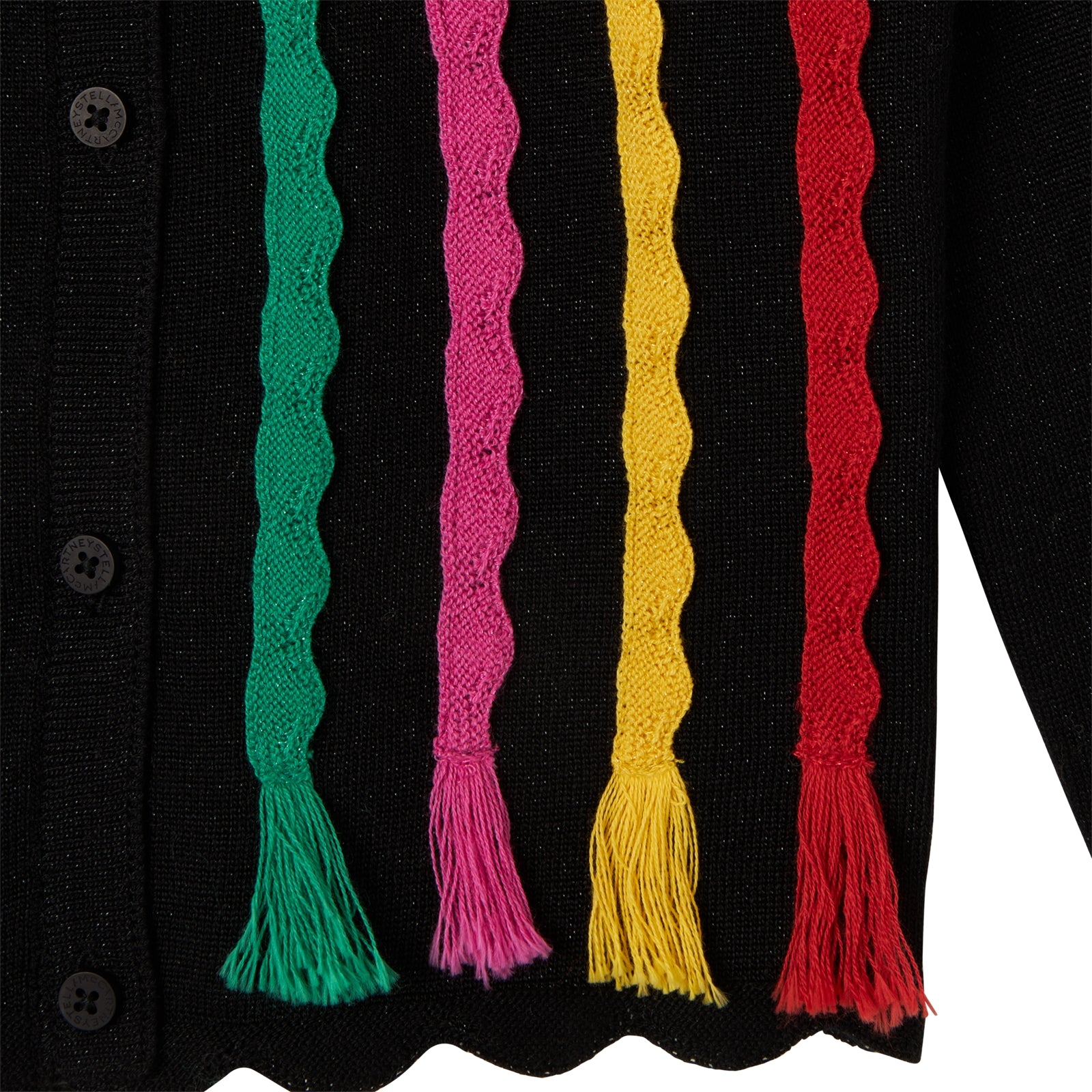 Girls Black Tassel Knit Cardigan
