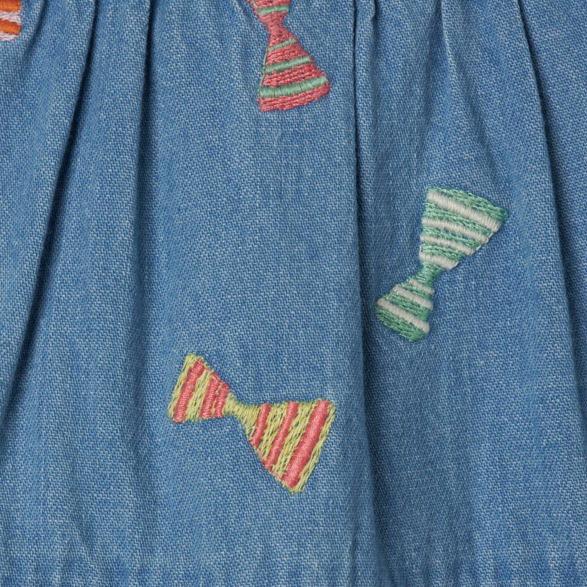 Baby Girls Blue Embroidered Denim Dress