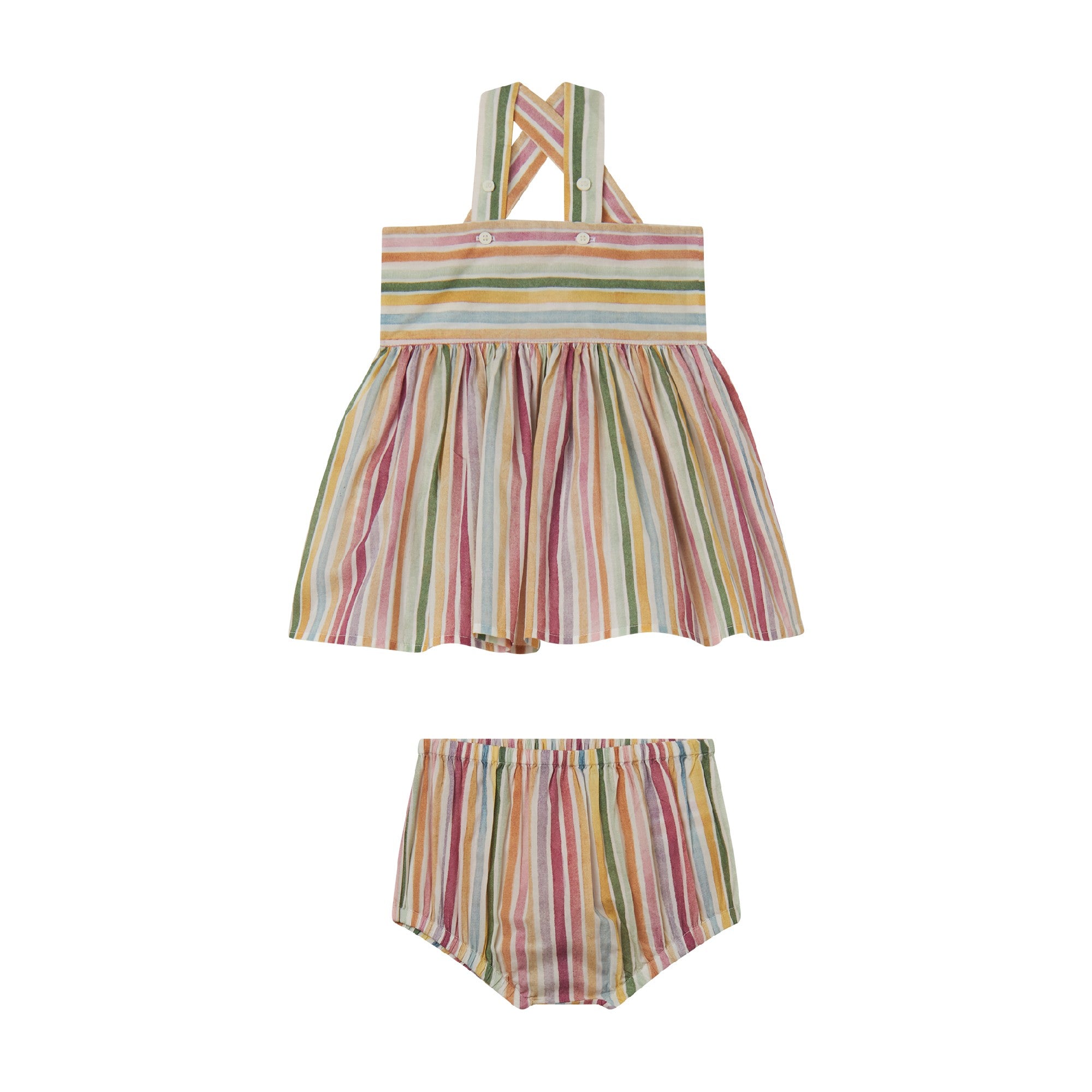 Baby Girls Multicolor Stripes Dress Set
