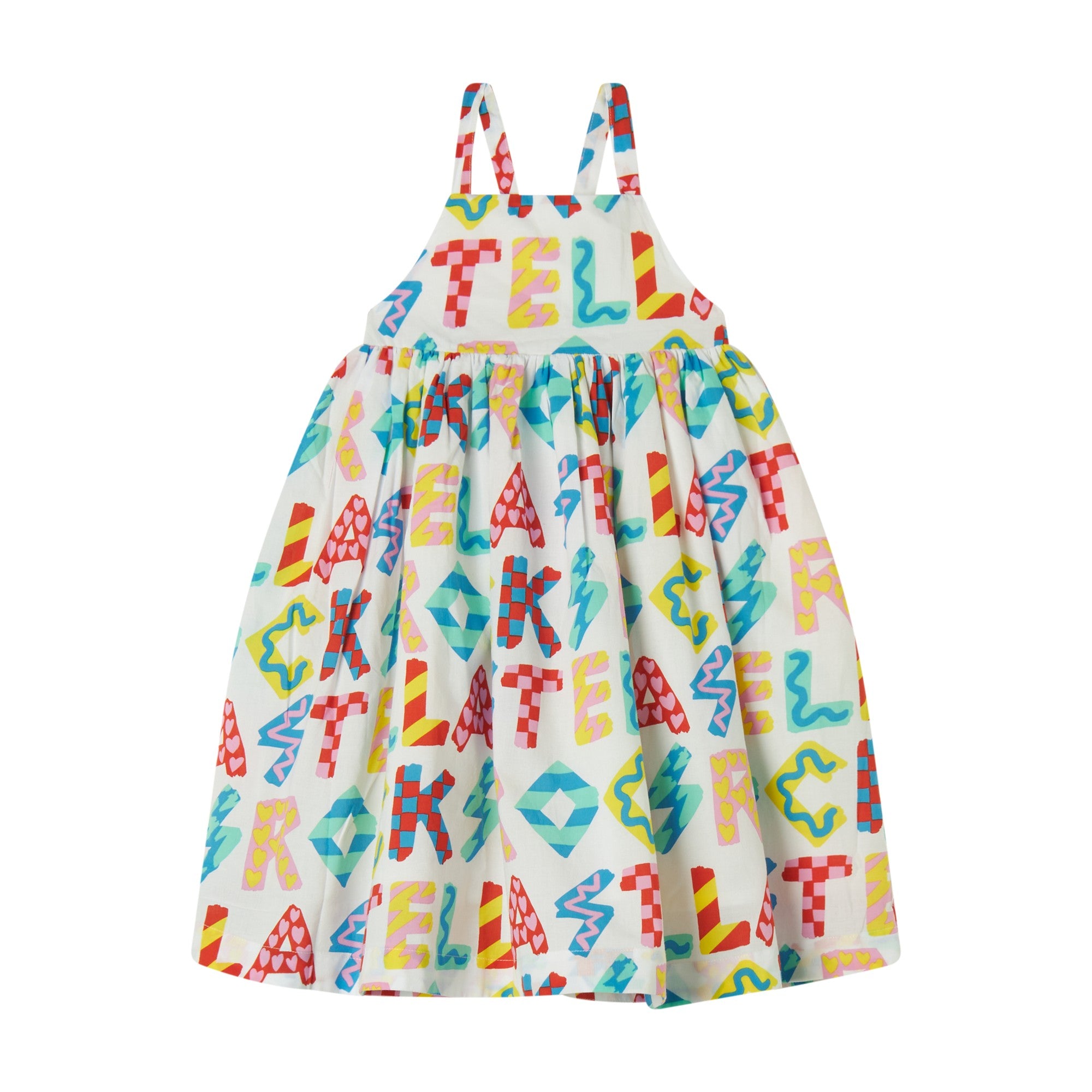 Girls Multicolor Logo Cotton Dress
