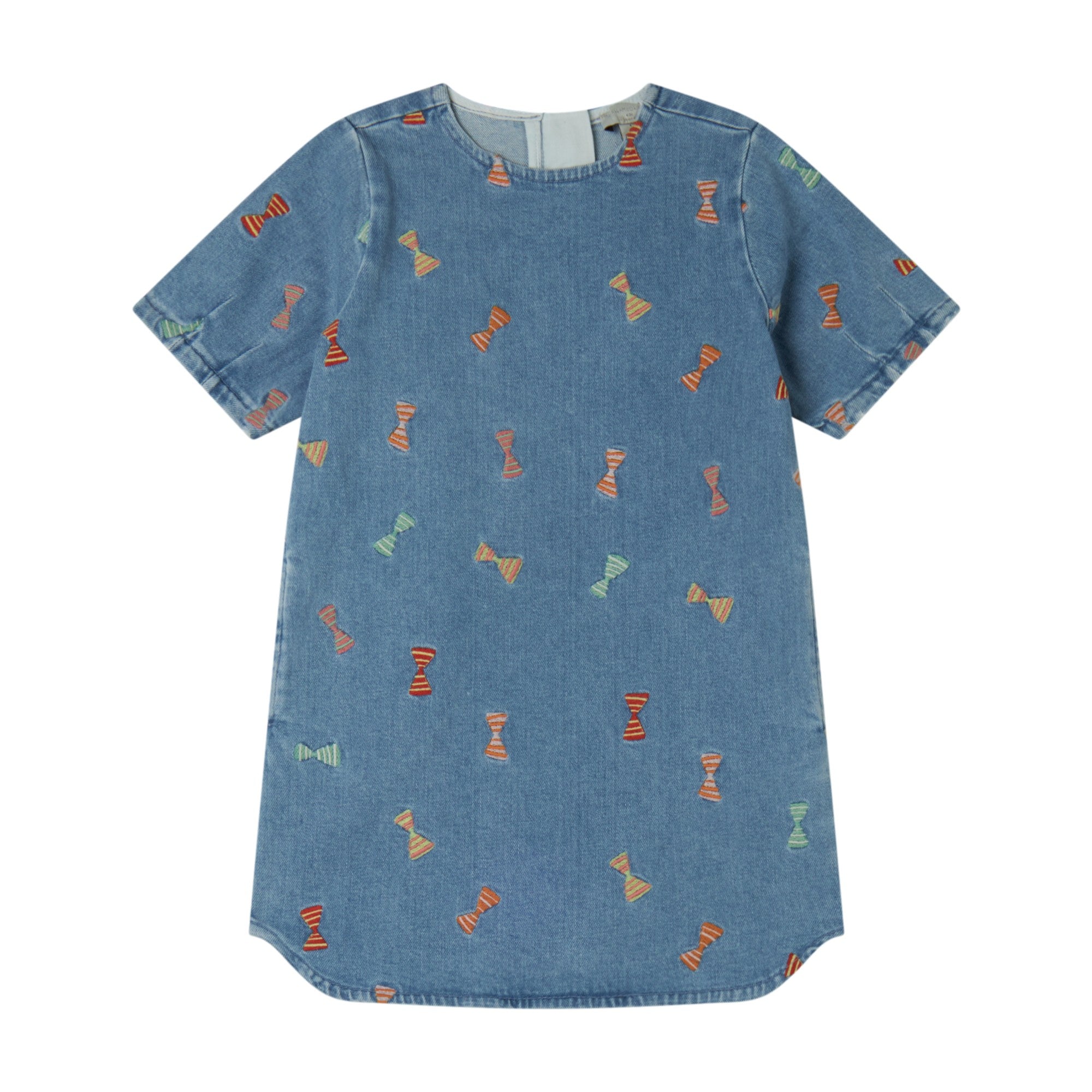 Girls Blue Embroidered Denim Dress