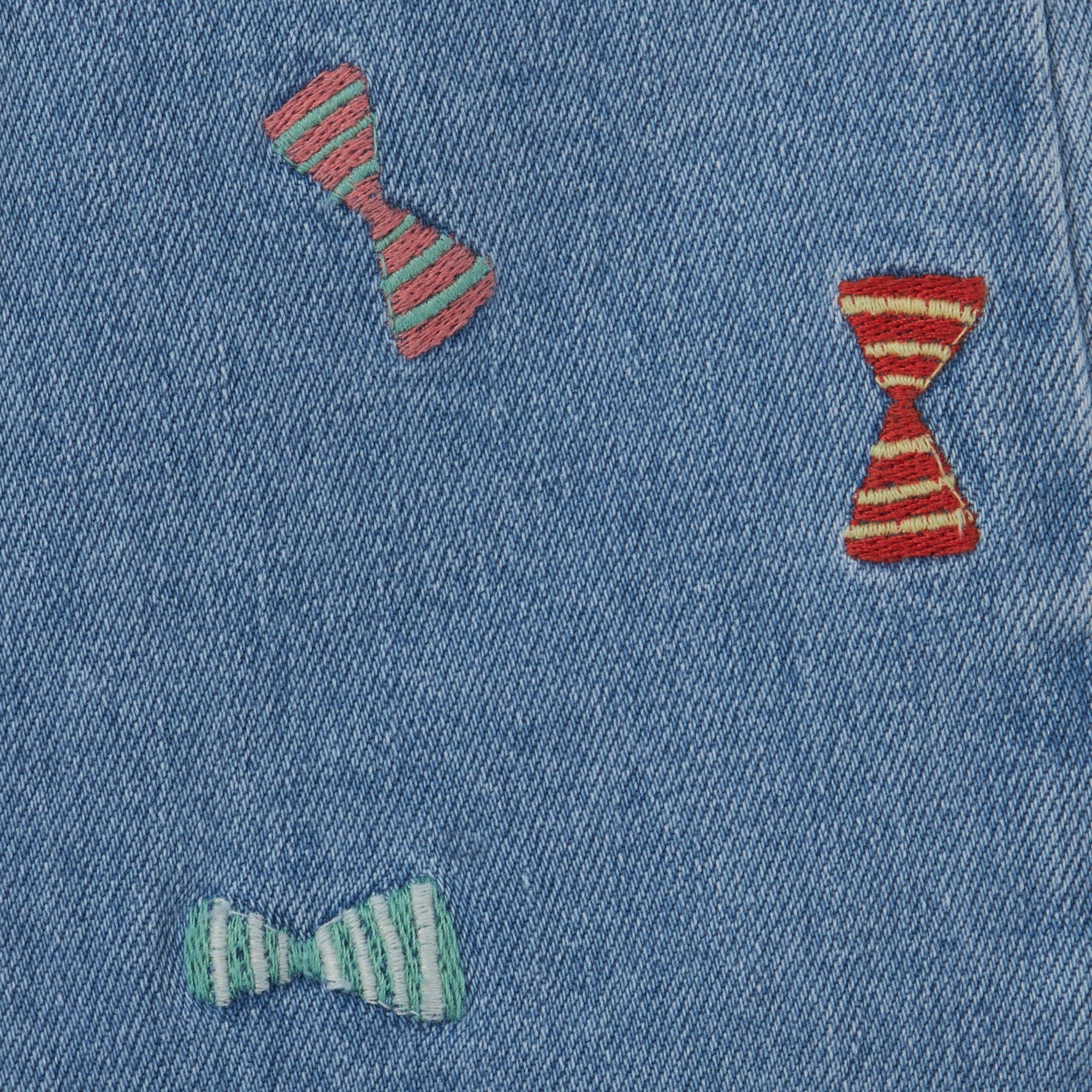 Girls Blue Embroidered Denim Dress