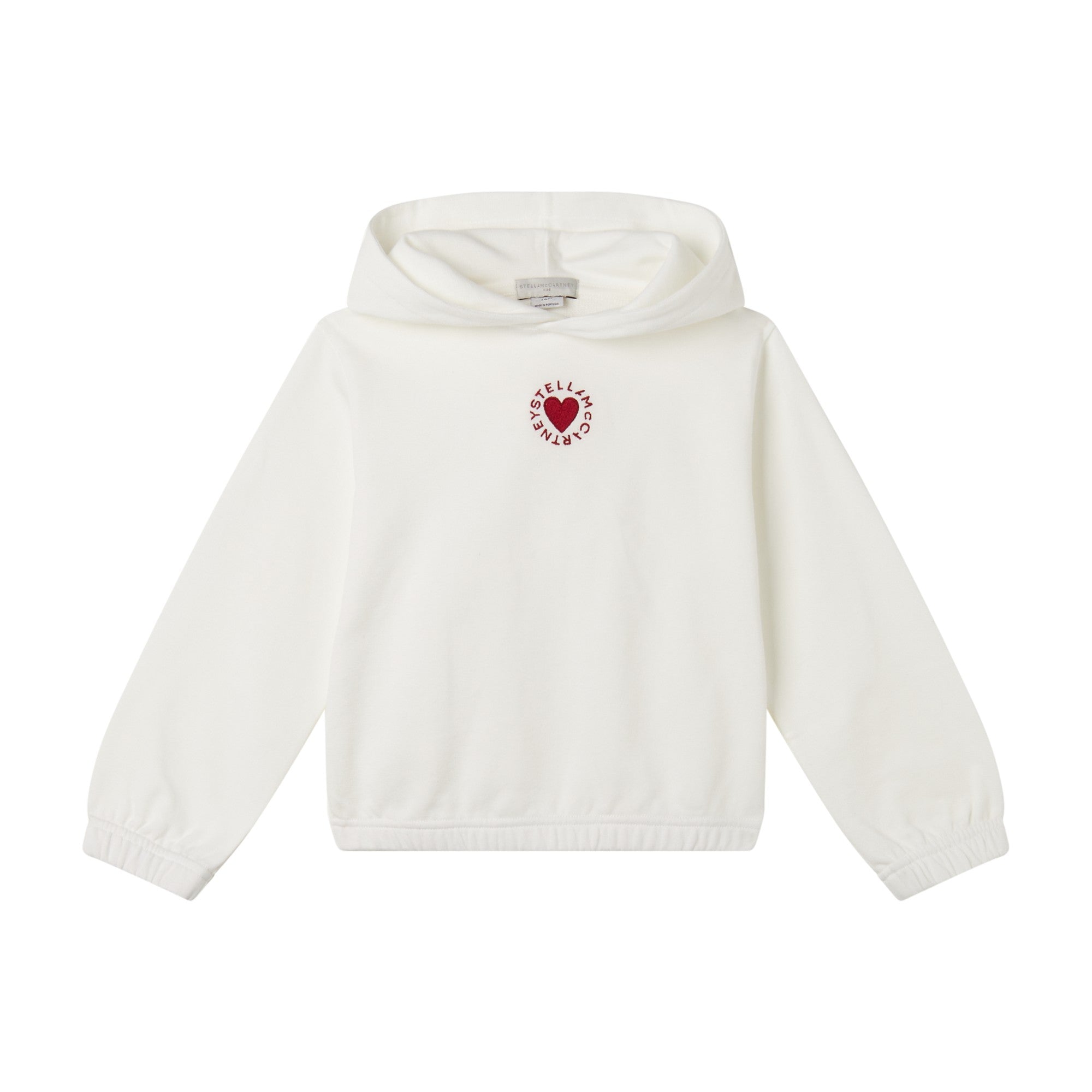 Girls White Embroidered Hooded Cotton Sweatshirt