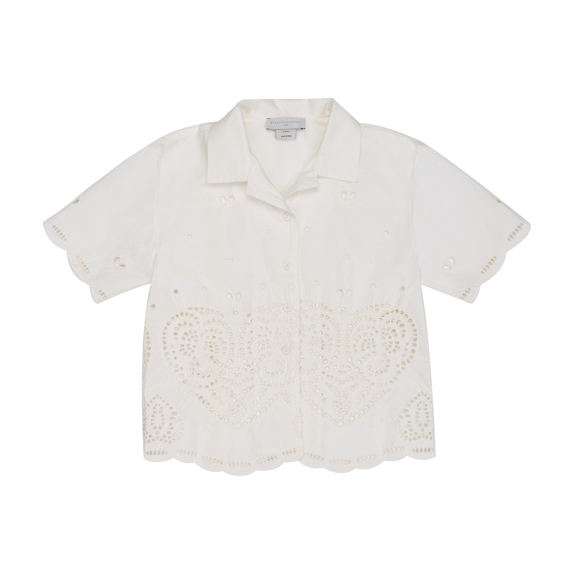 Girls White Embroidered Cotton Shirt