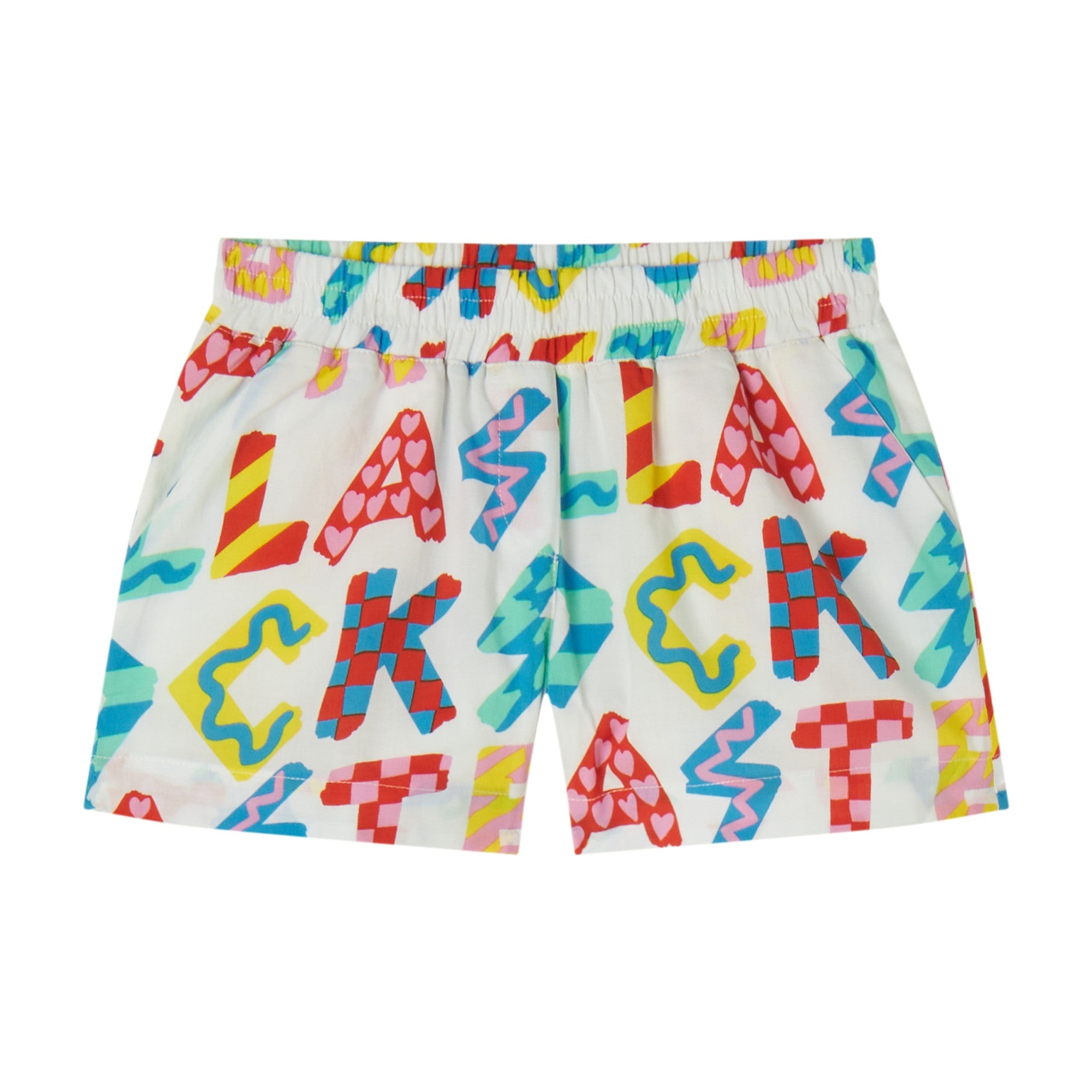 Girls Multicolor Logo Cotton Shorts