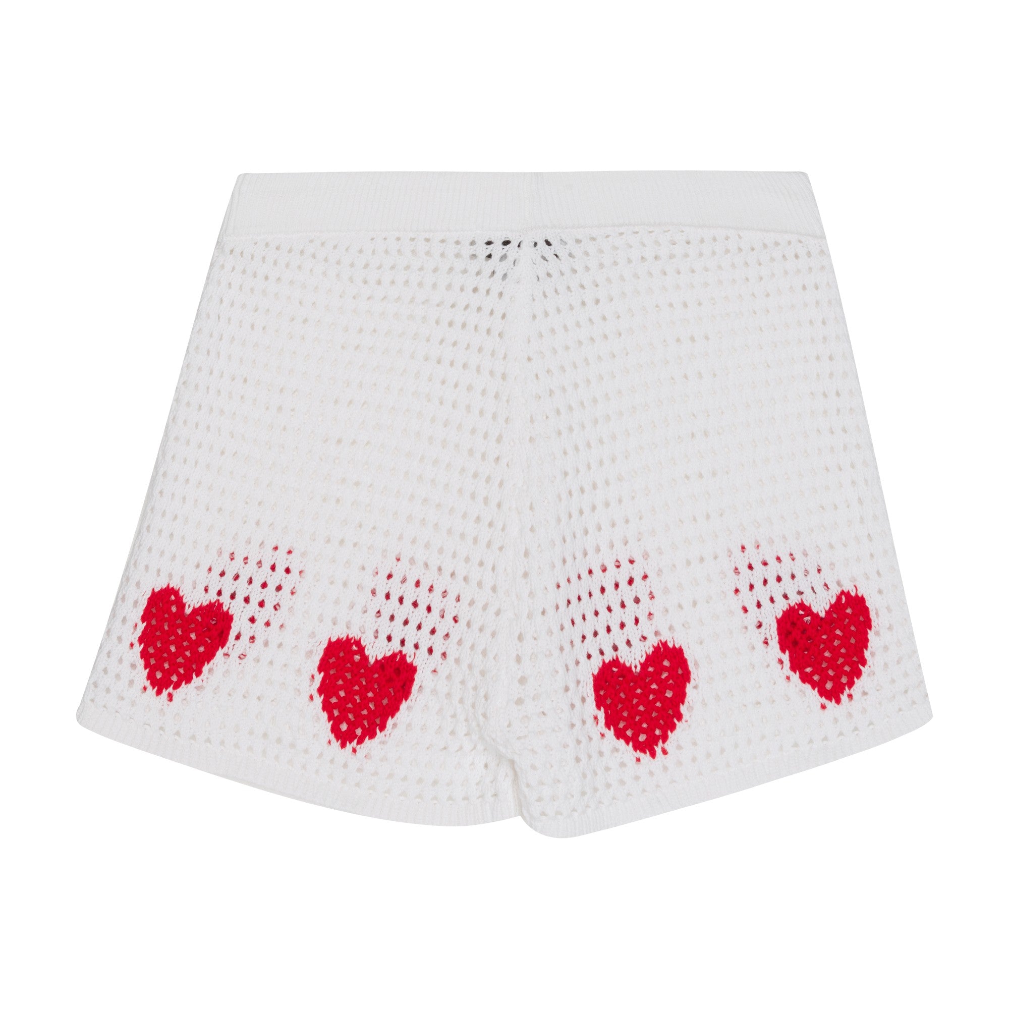 Girls White Heart Knit Shorts