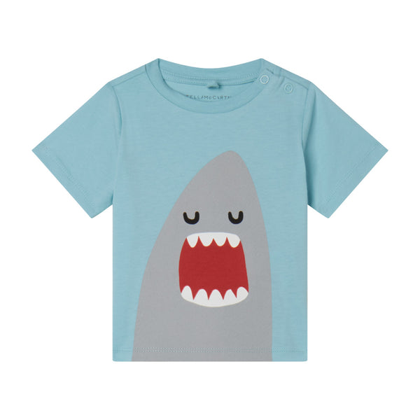Baby Boys Light Blue Printed Cotton T-Shirt