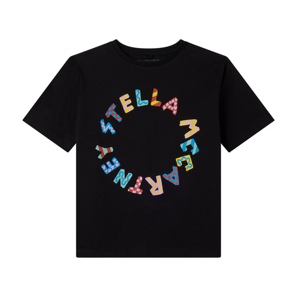 Girls Black Logo Cotton T-Shirt