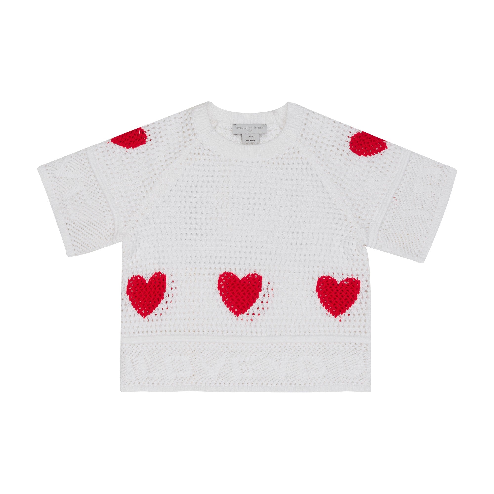 Girls White Heart Knit T-Shirt