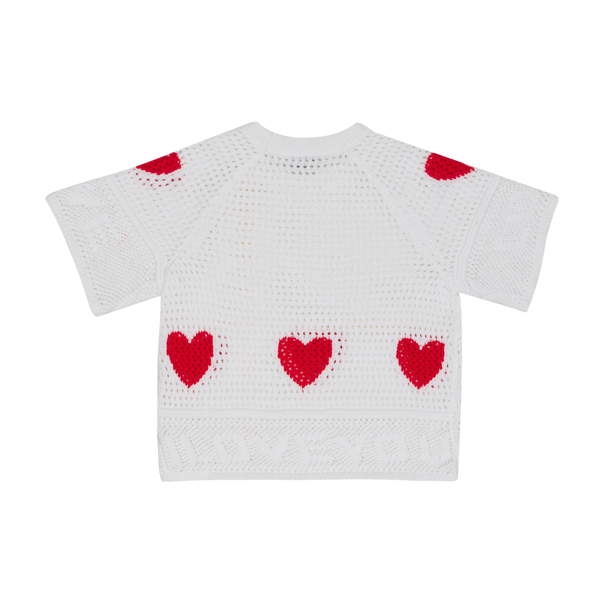 Girls White Heart Knit T-Shirt