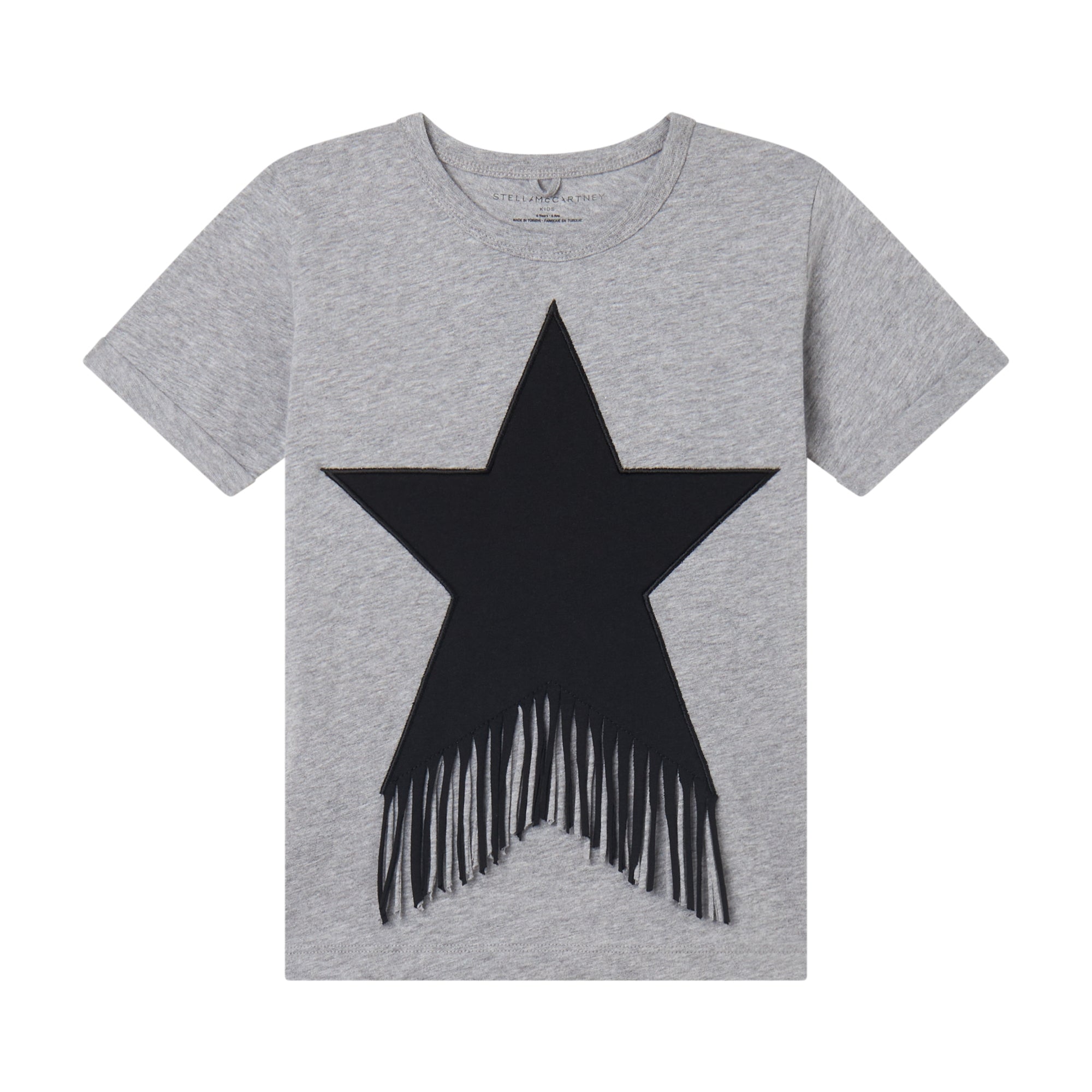 Girls Grey Tassel Cotton T-Shirt