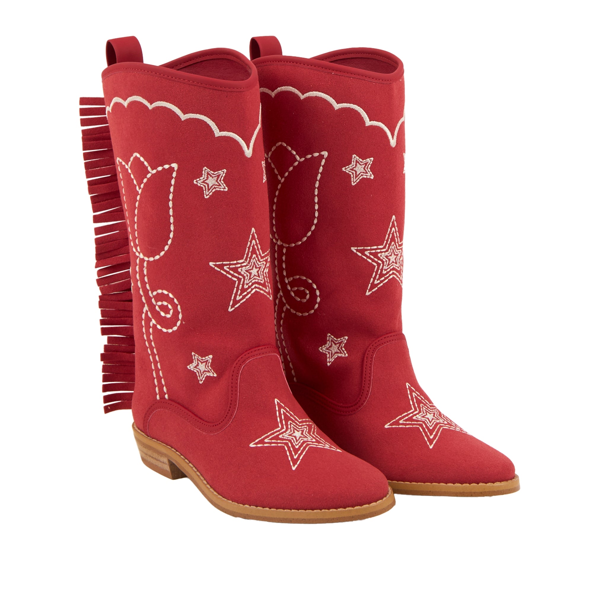 Girls Red Embroidered Boots