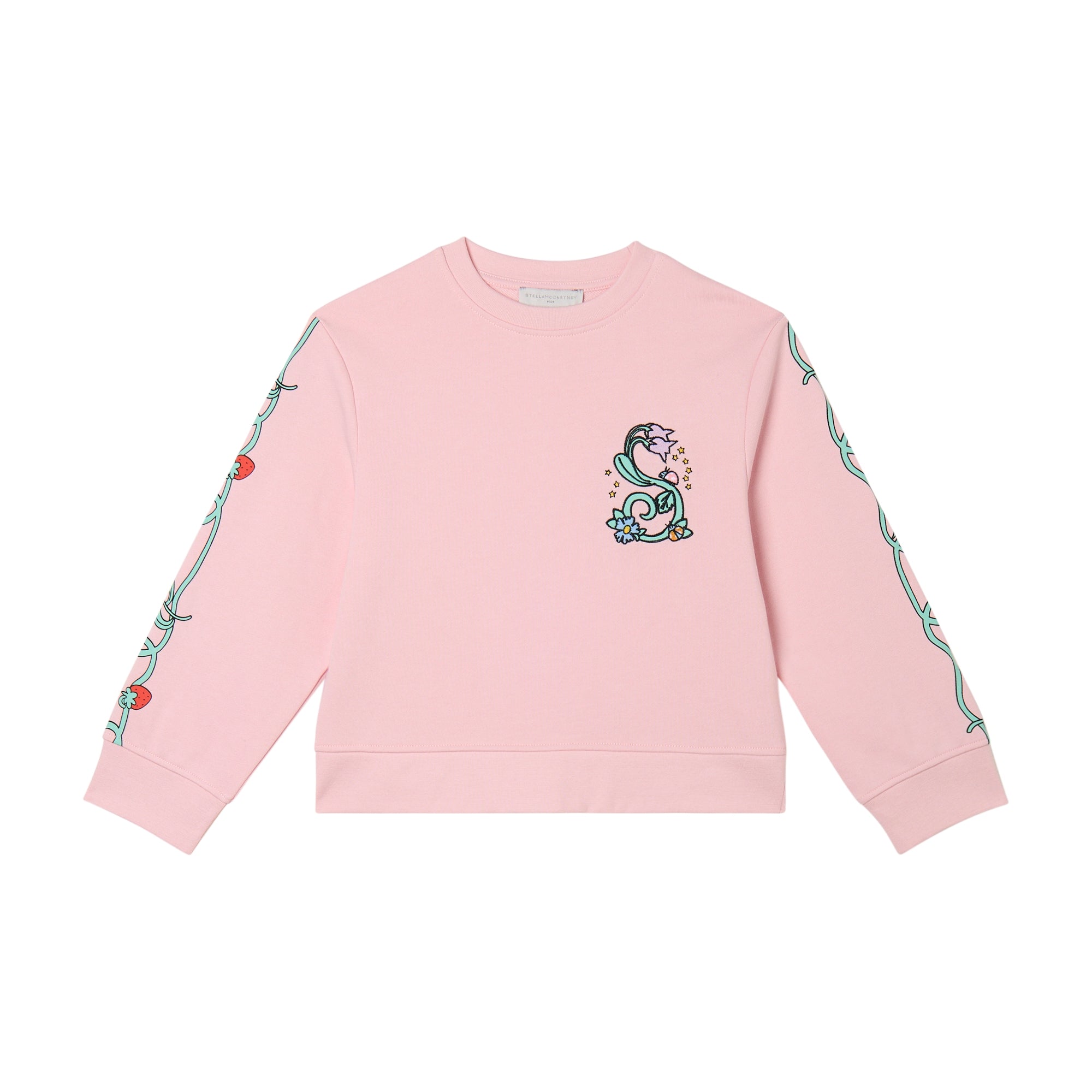Girls Pink Printed Cotton Sweatshirt