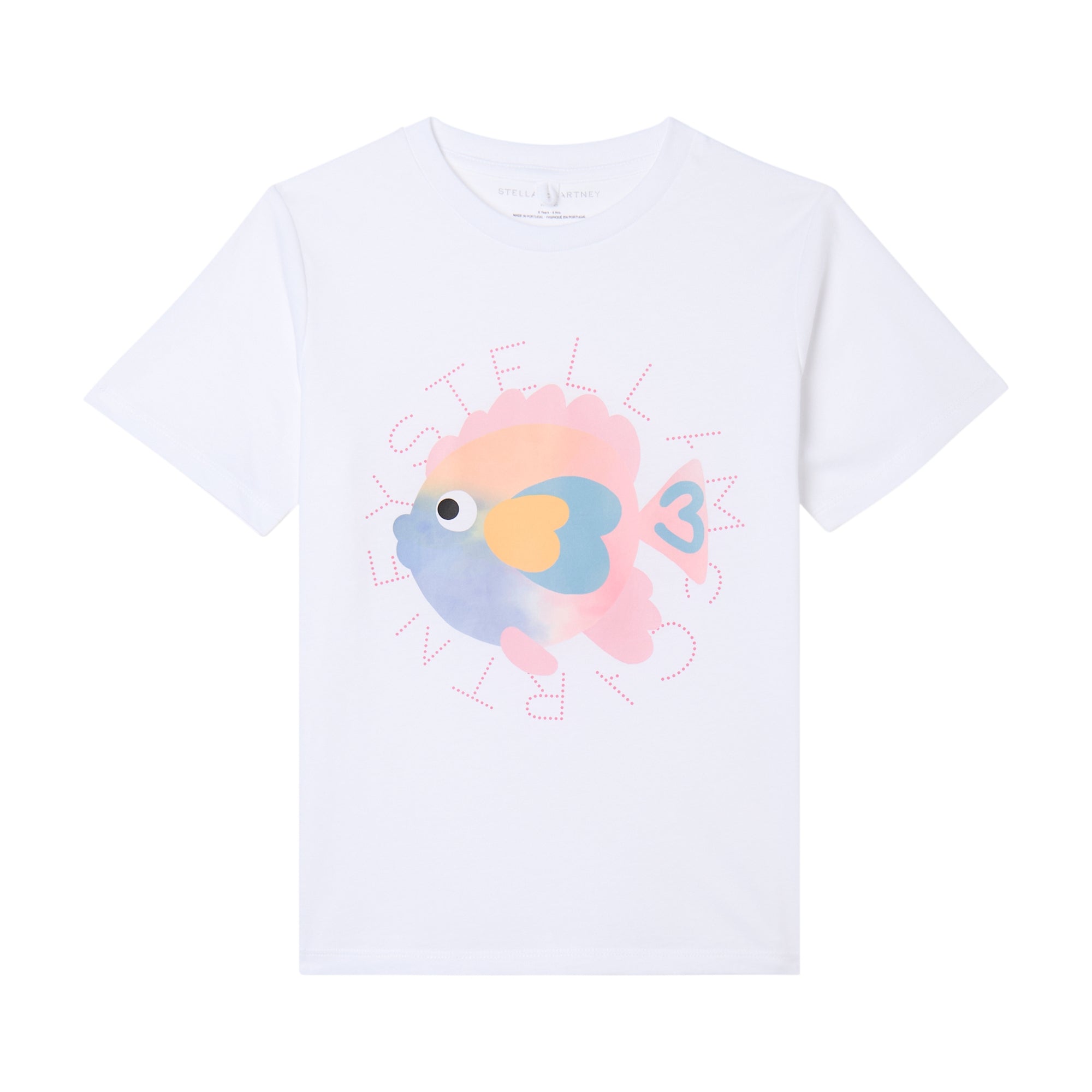 Girls White Printed Cotton T-Shirt