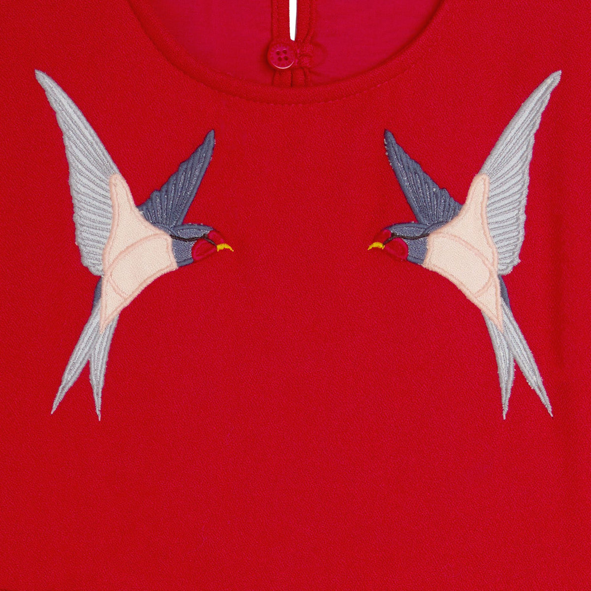 Girls Red Embroidered Dress