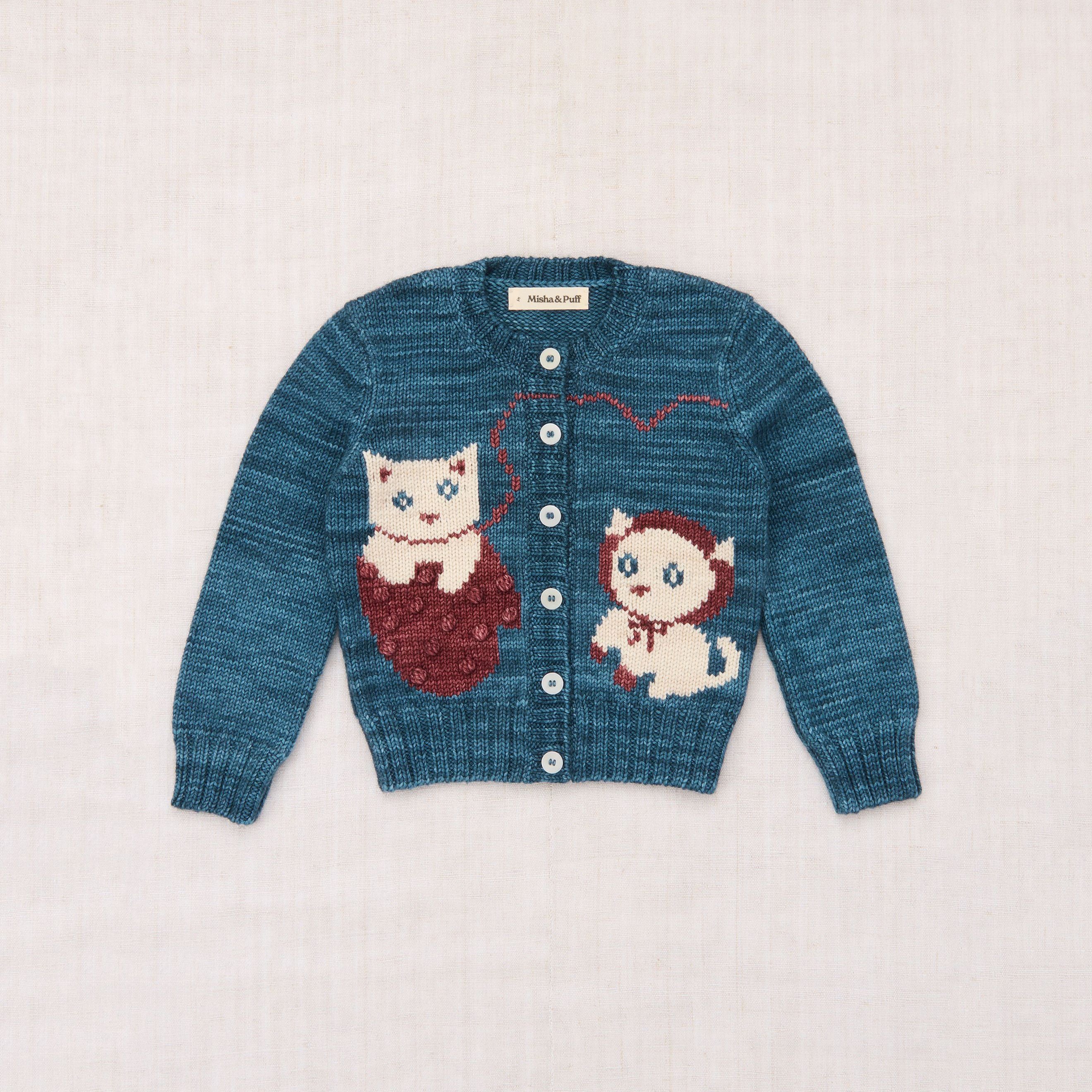 Boys & Girls Blue Cat Wool Cardigan