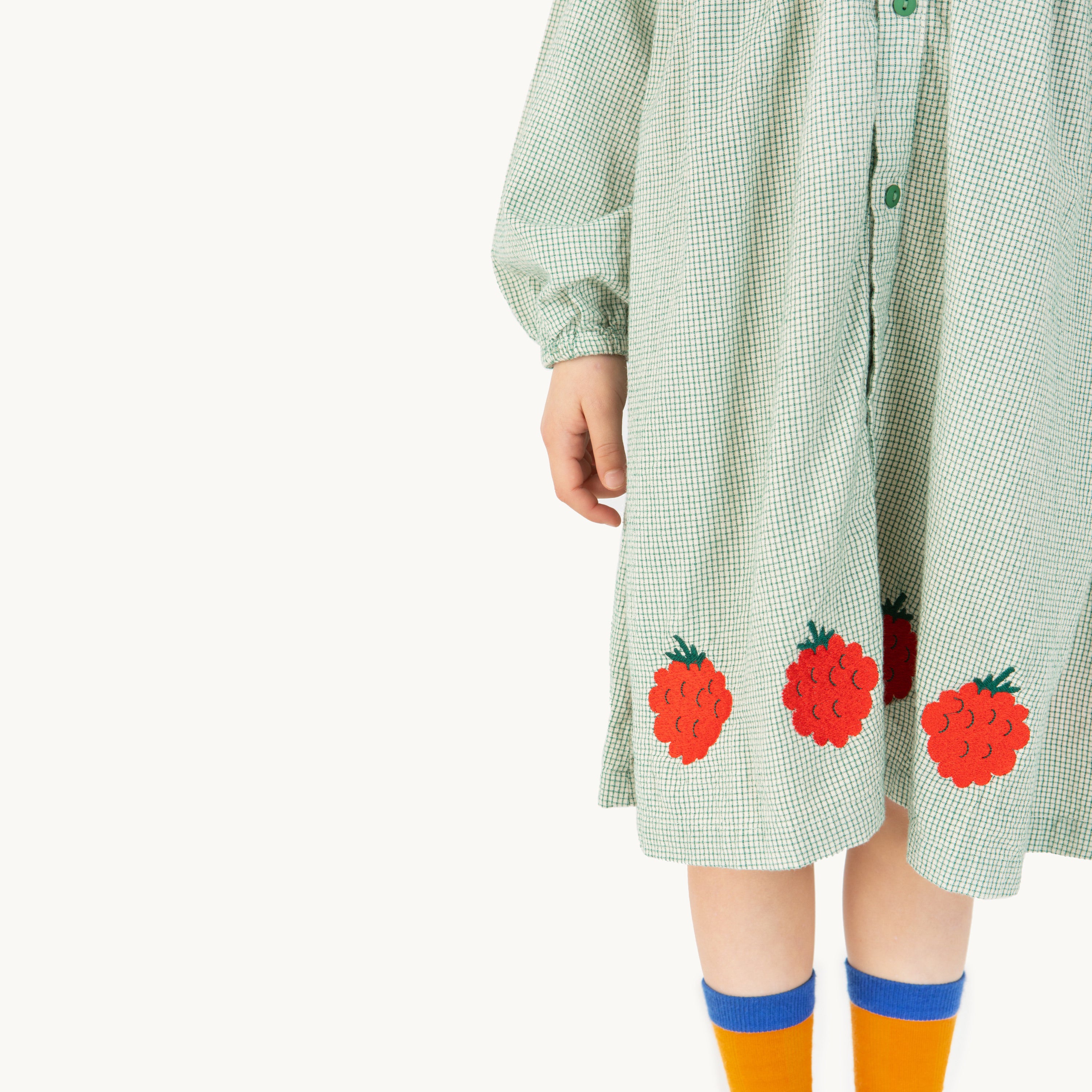 Girls Green Check Cotton Dress