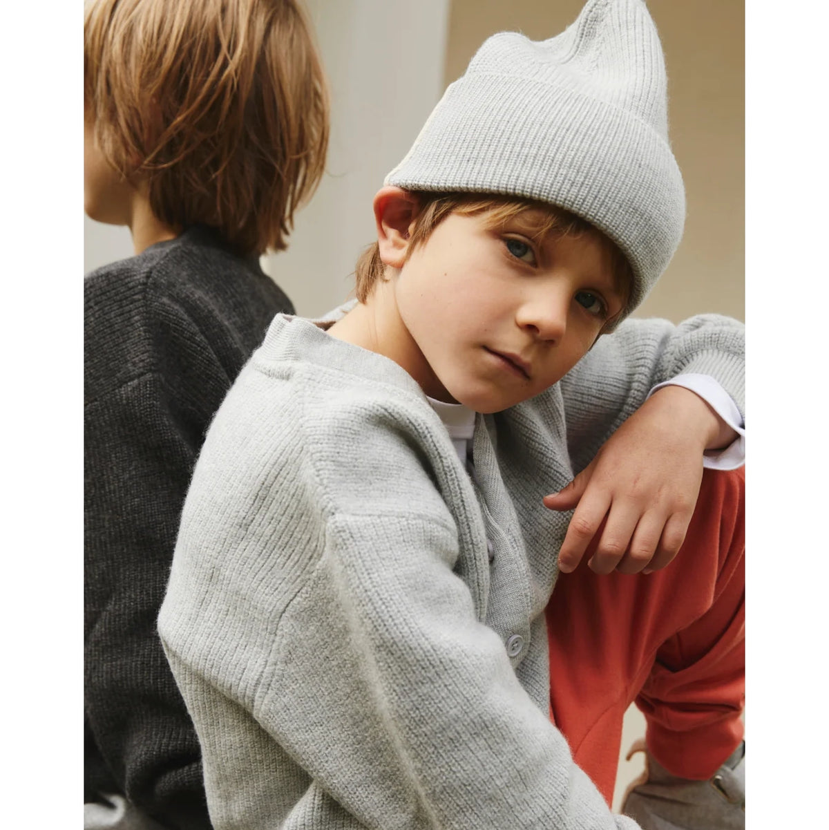 Boys & Girls Grey Knit Wool Hat