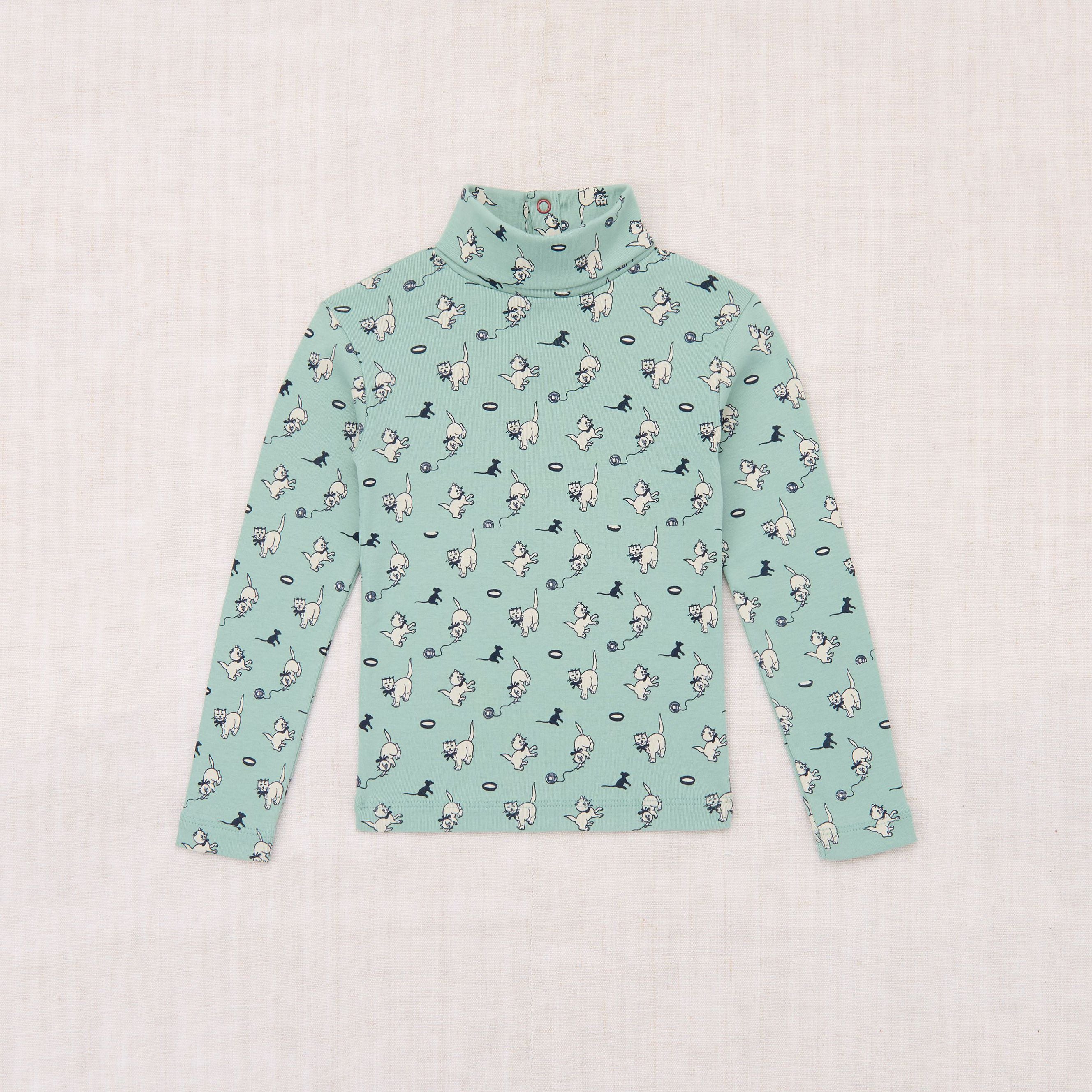 Boys & Girls Green Printed Cotton Turtleneck