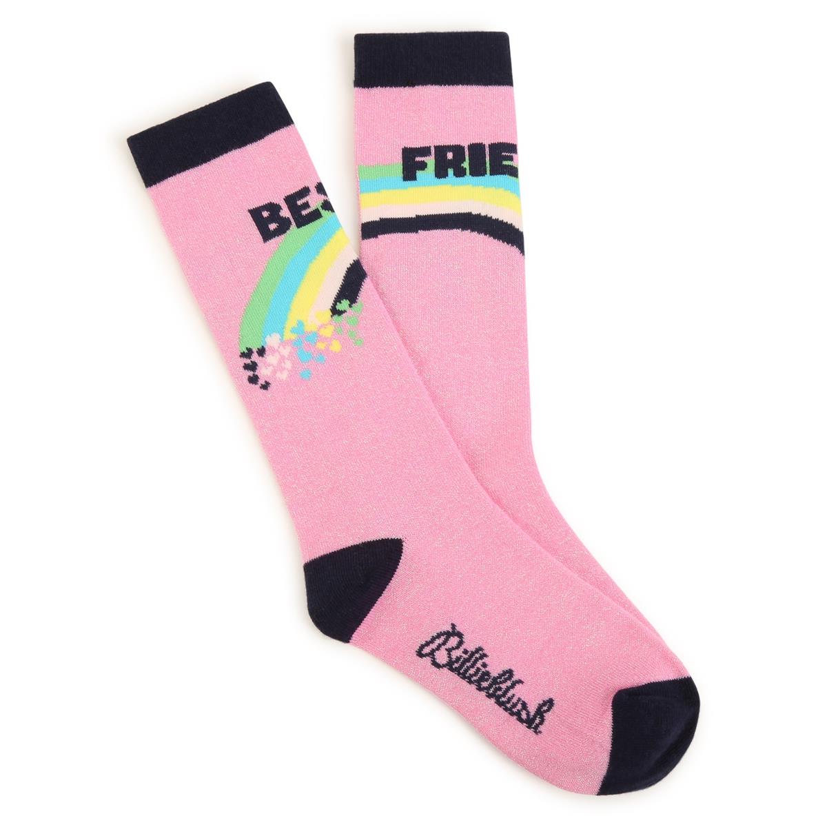 Girls Pink Logo Cotton Socks