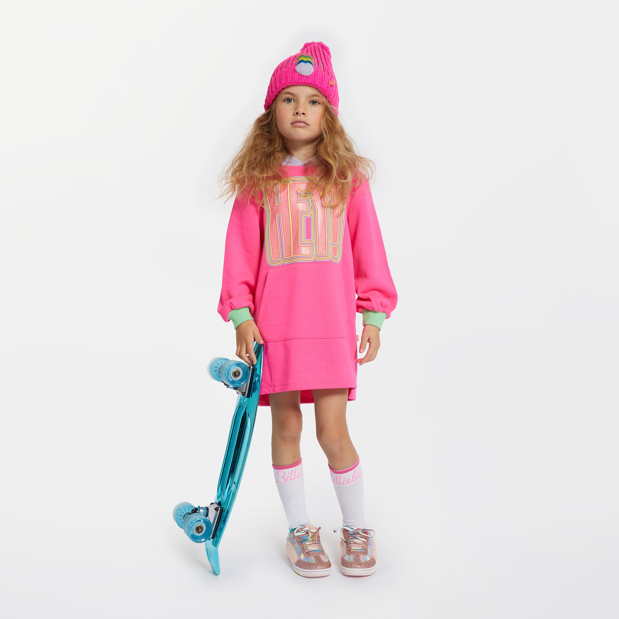 Girls Pink Cotton Hooded Dress