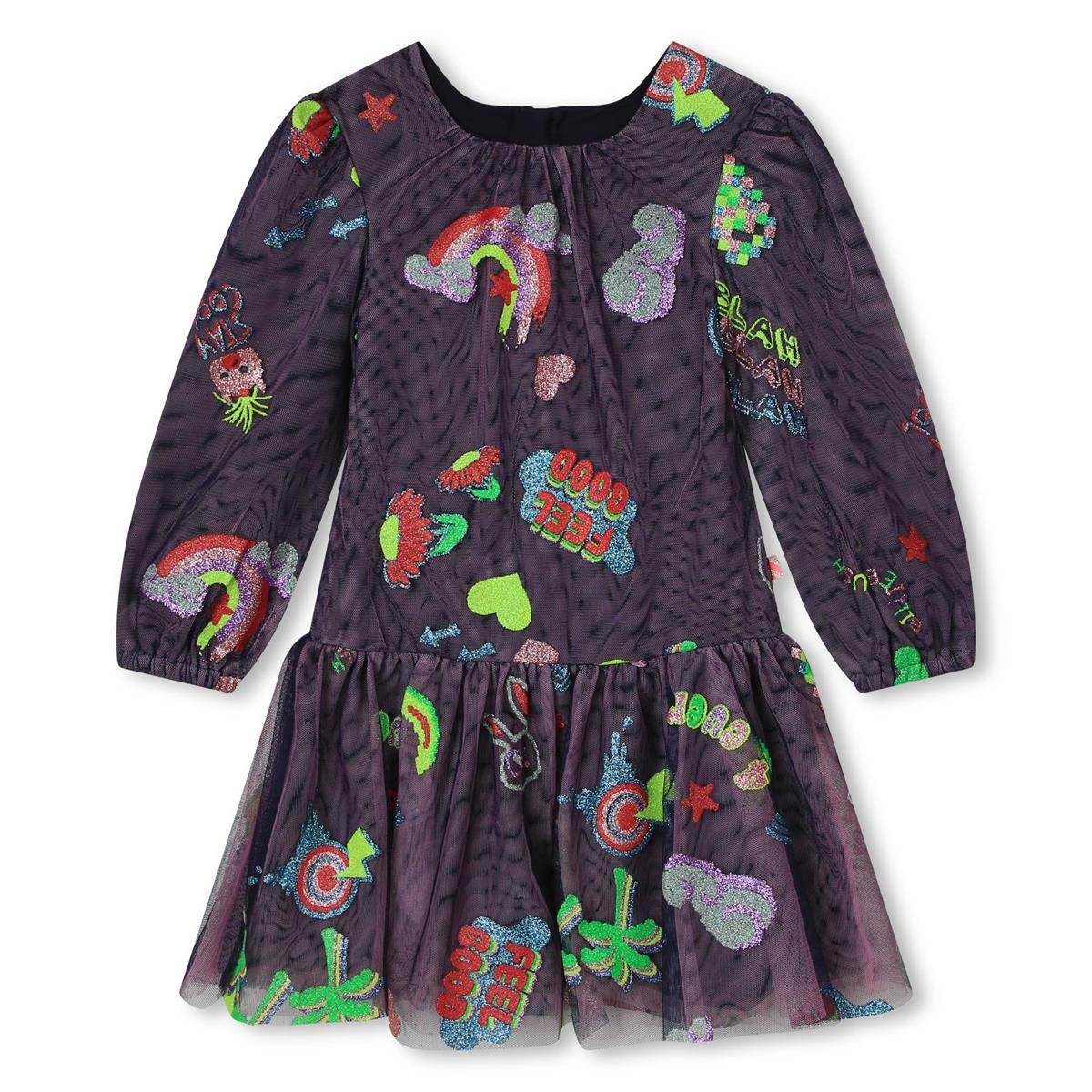 Girls Blue Printed Dress
