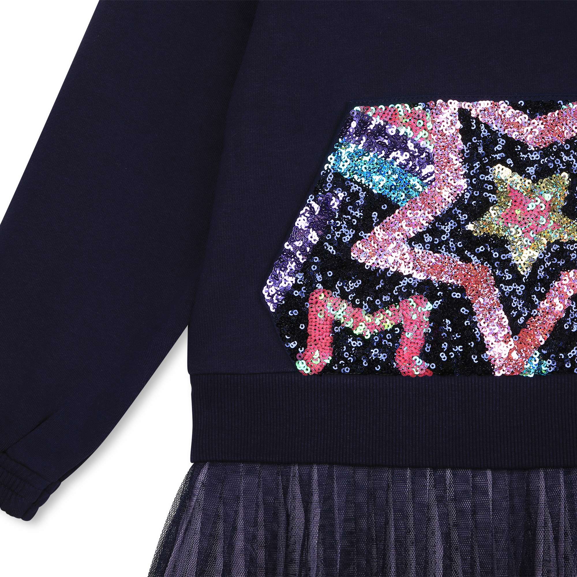 Girls Blue Sequin Cotton Dress