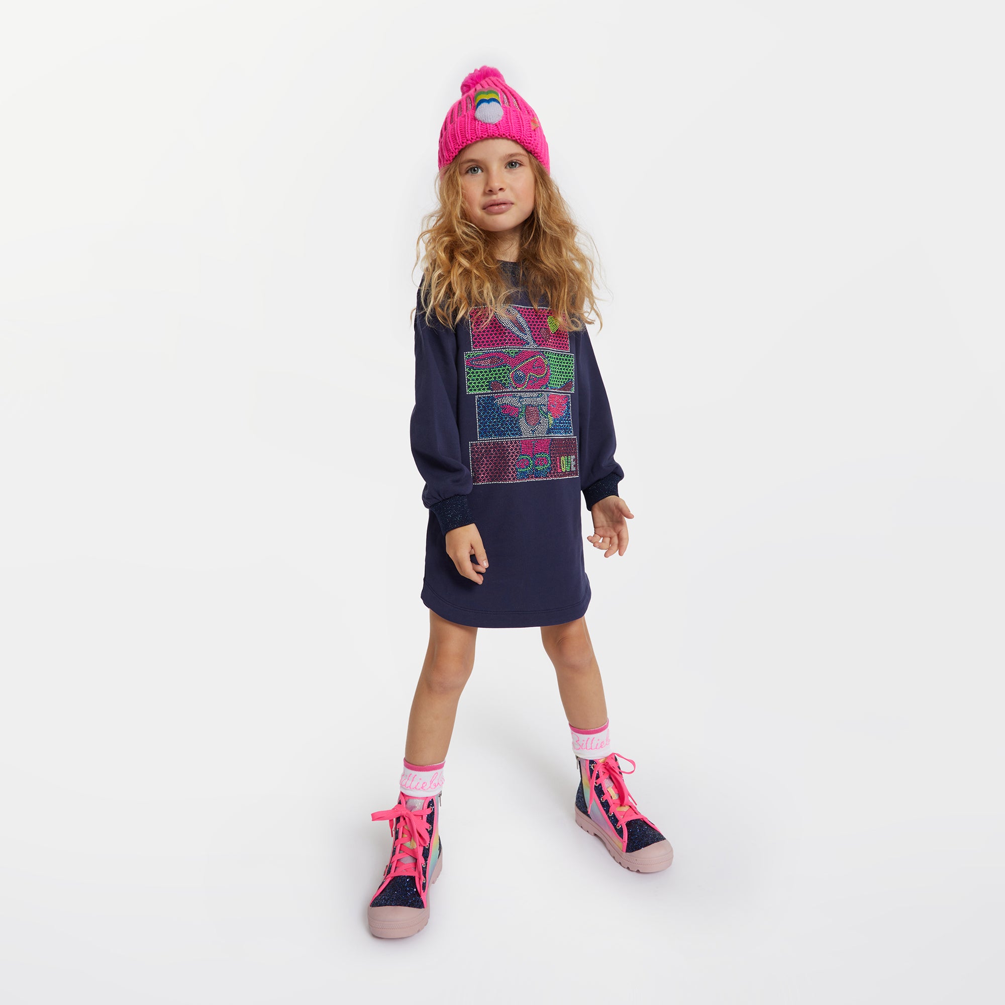Girls Blue Pattern Cotton Dress