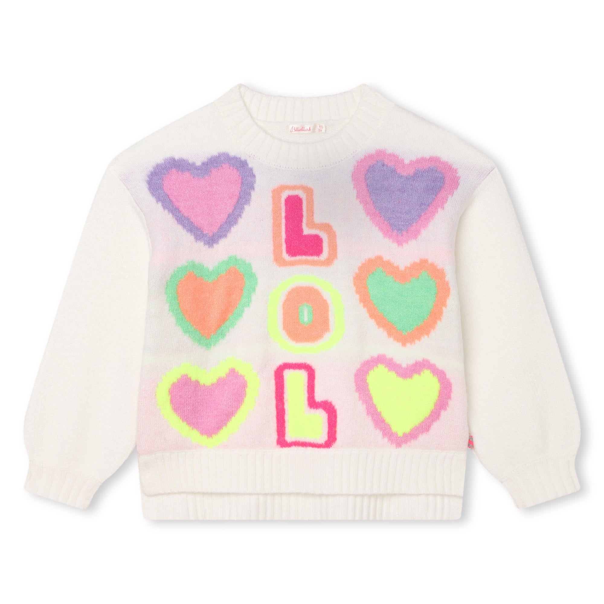 Girls White Logo Heart Sweater