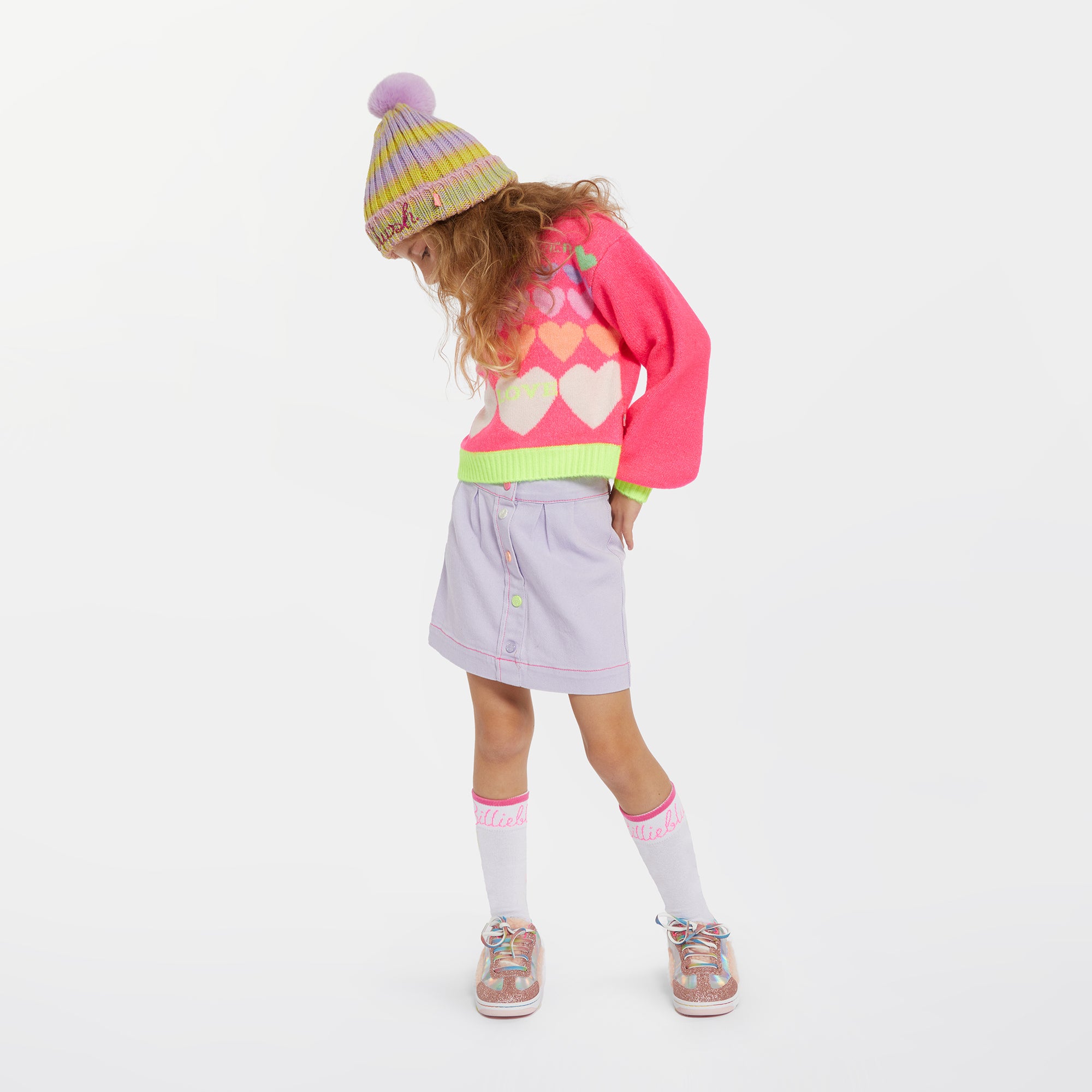 Girls Pink Heart Sweater