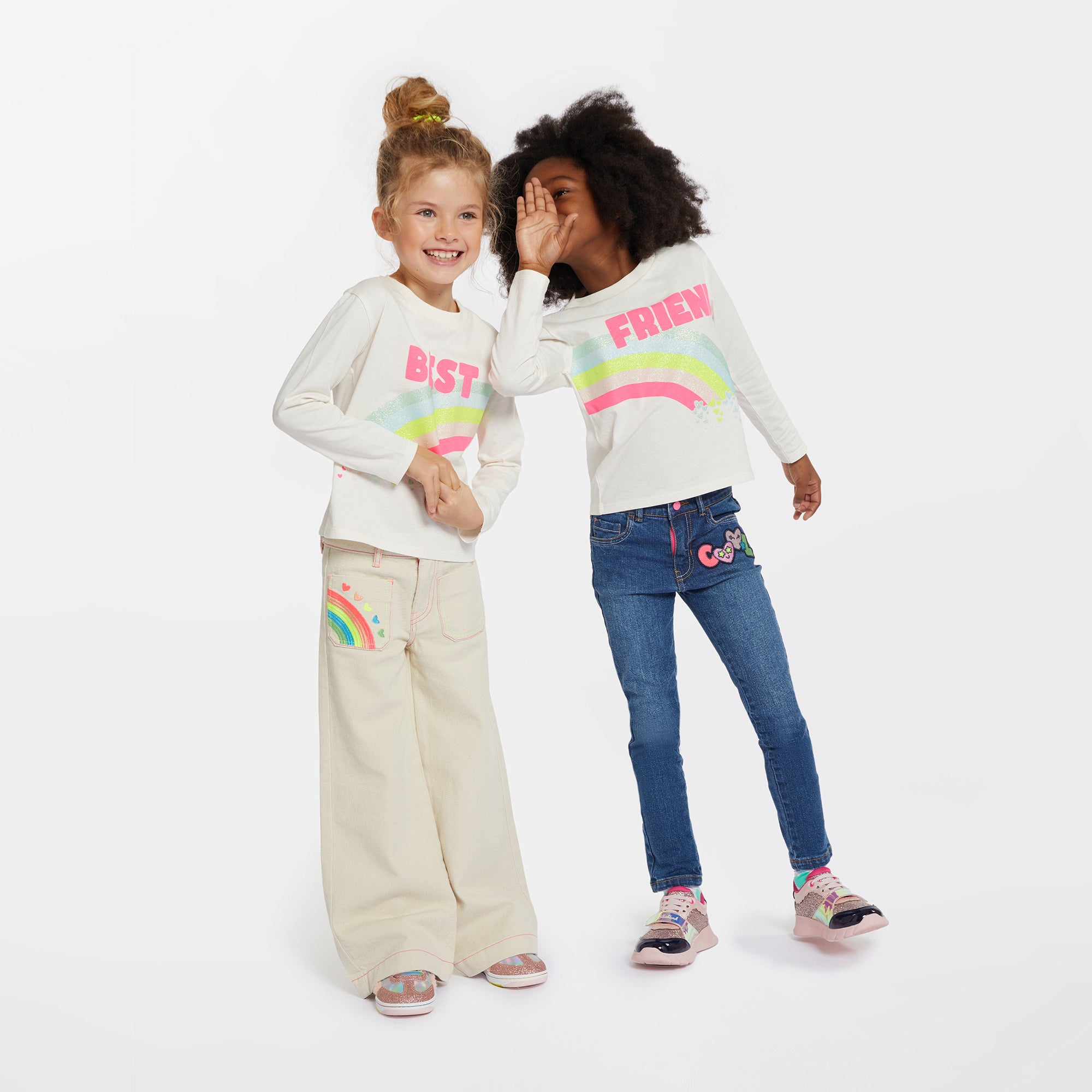 Girls White Logo Cotton T-Shirt Set（2 Pack）