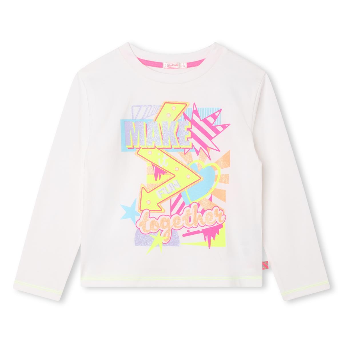 Girls White Printed T-Shirt