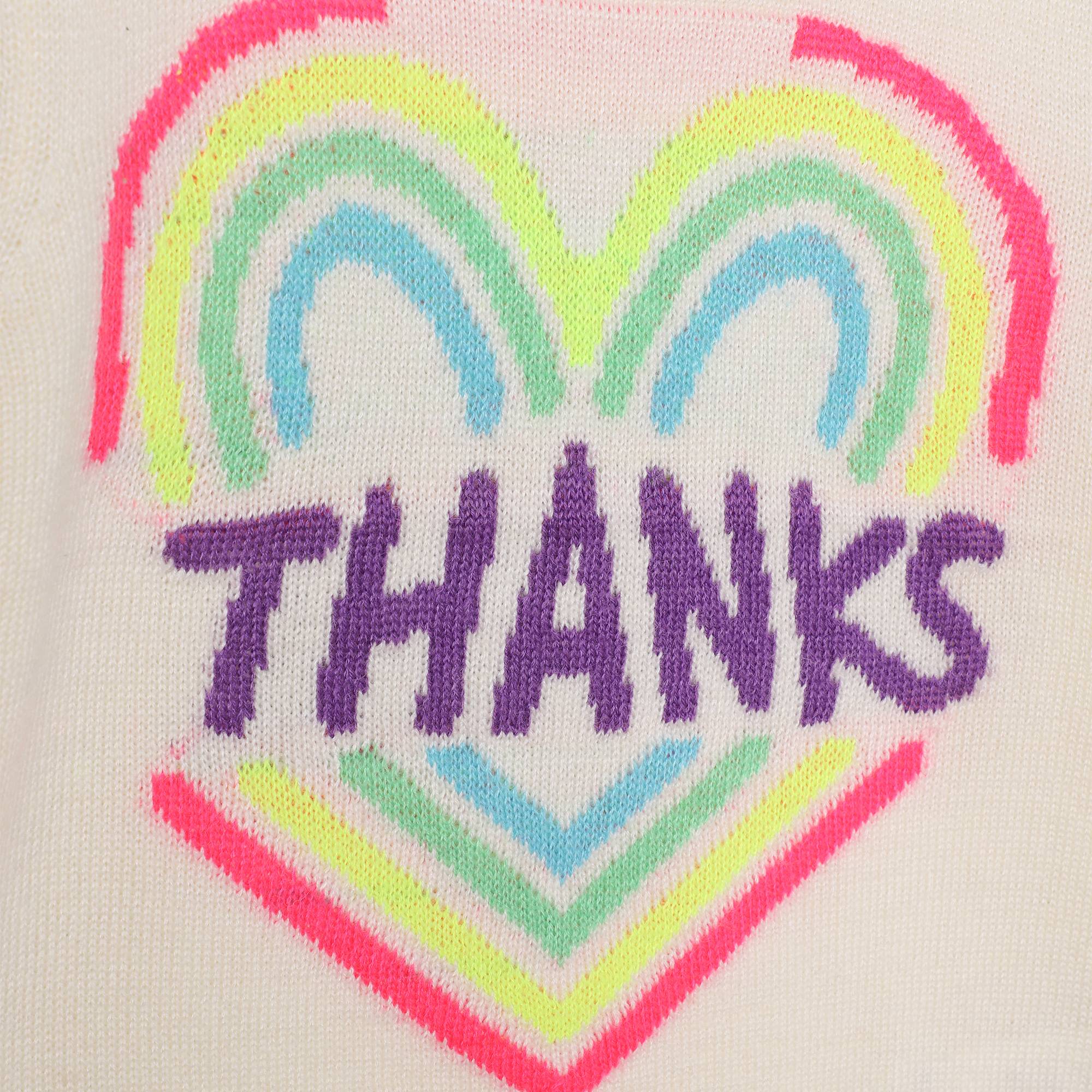 Girls White Heart Knit Sweater