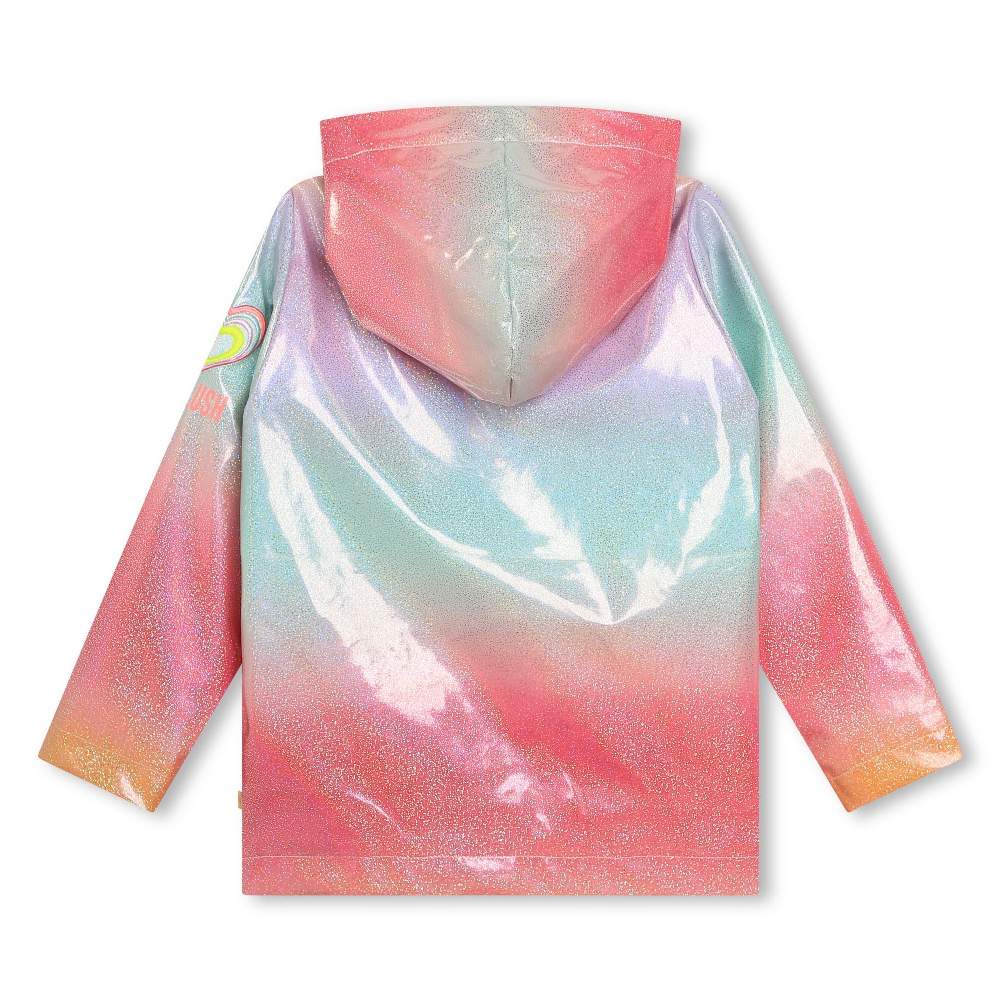 Girls Pink Rainbow Glitter Raincoat