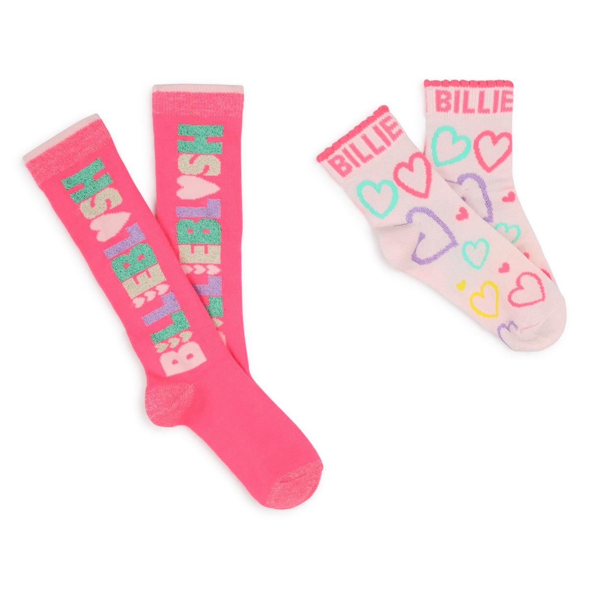 Girls Pink Cotton Socks Set(2 Pack)