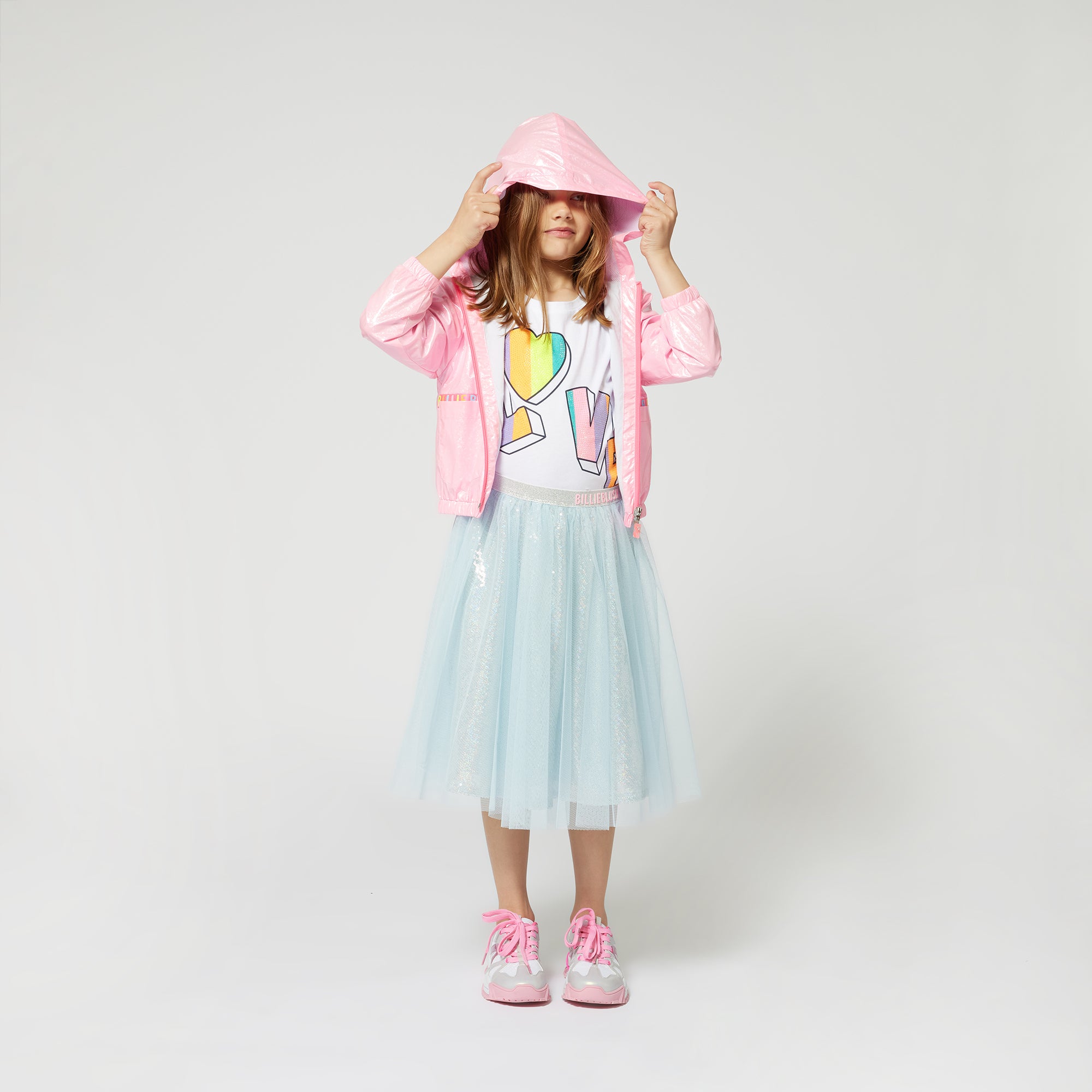 Girls Ice Blue Sequin Tulle Skirt