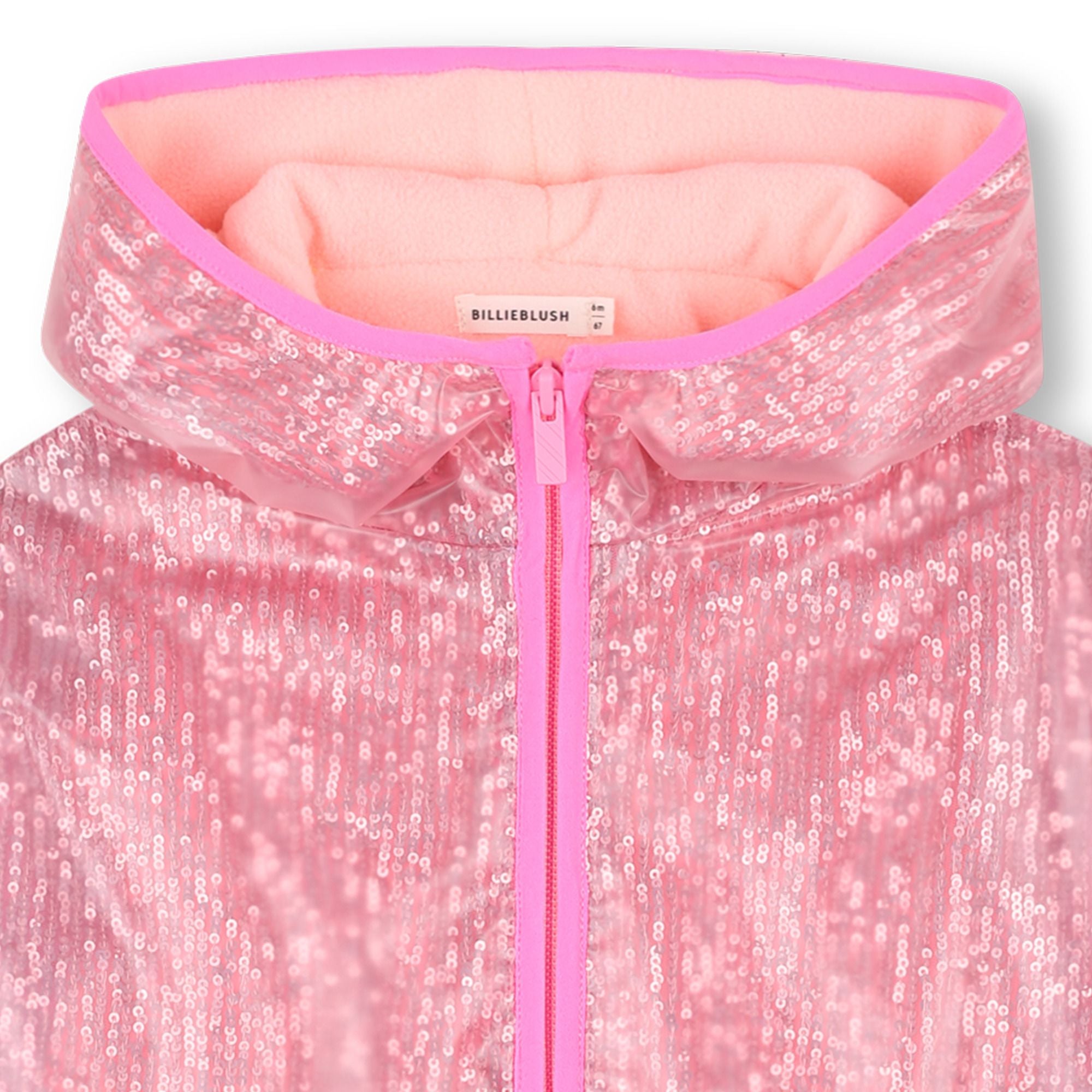 Girls Pink Sequin Padded Coat