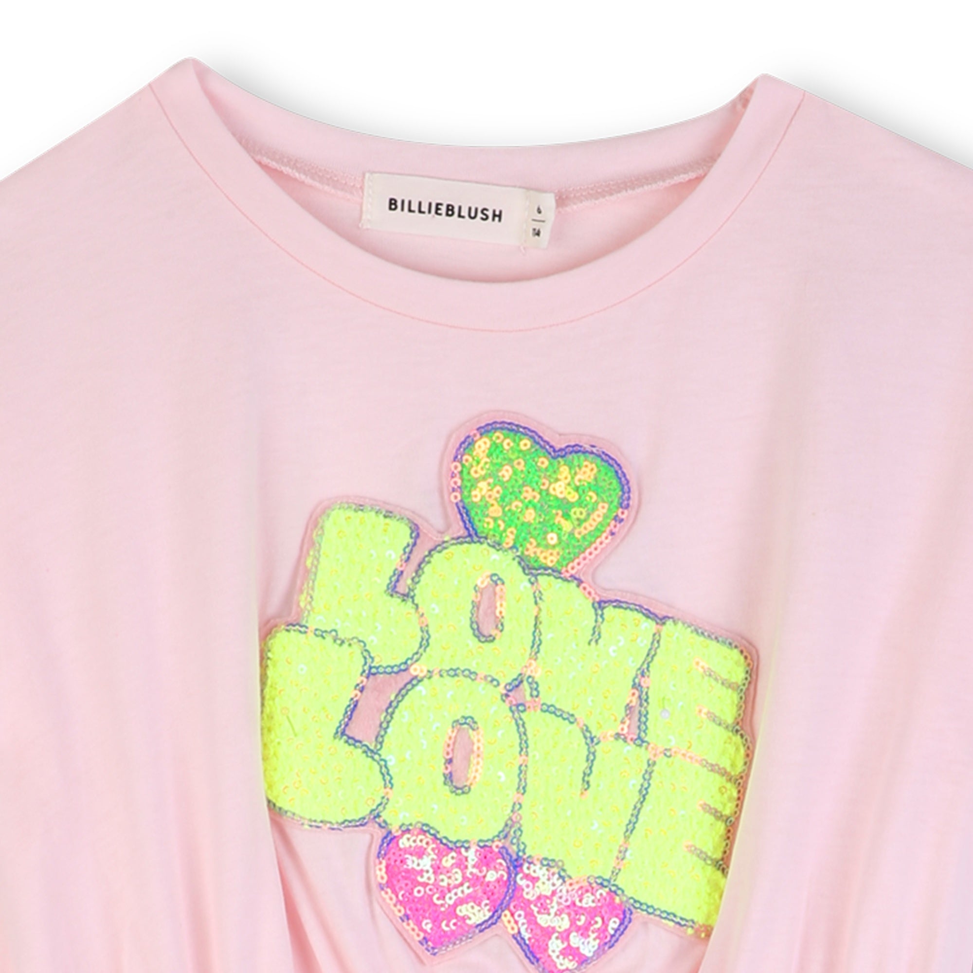 Girls Light Pink Sequin Cotton Dress