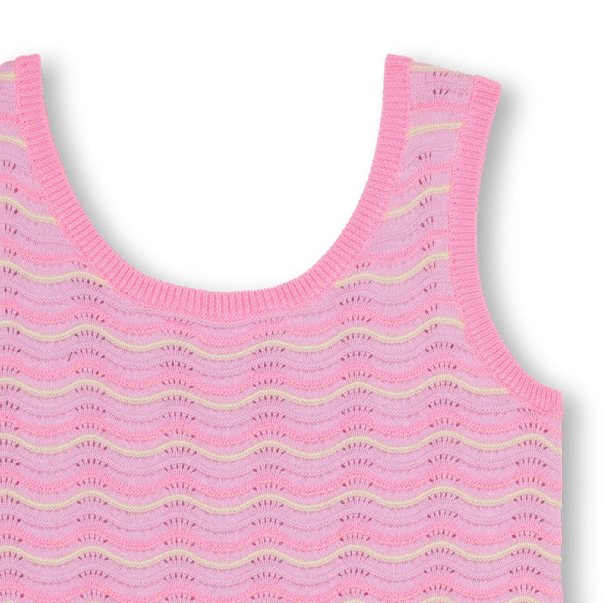 Girls Pink Ripple Cotton Knit Dress