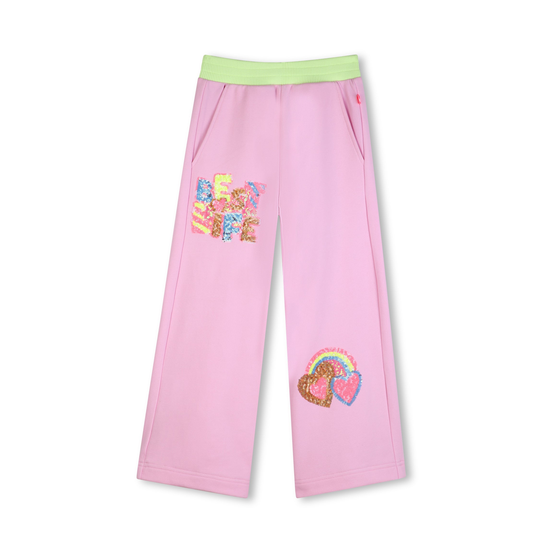 Girls Pink Sequin Cotton Trousers