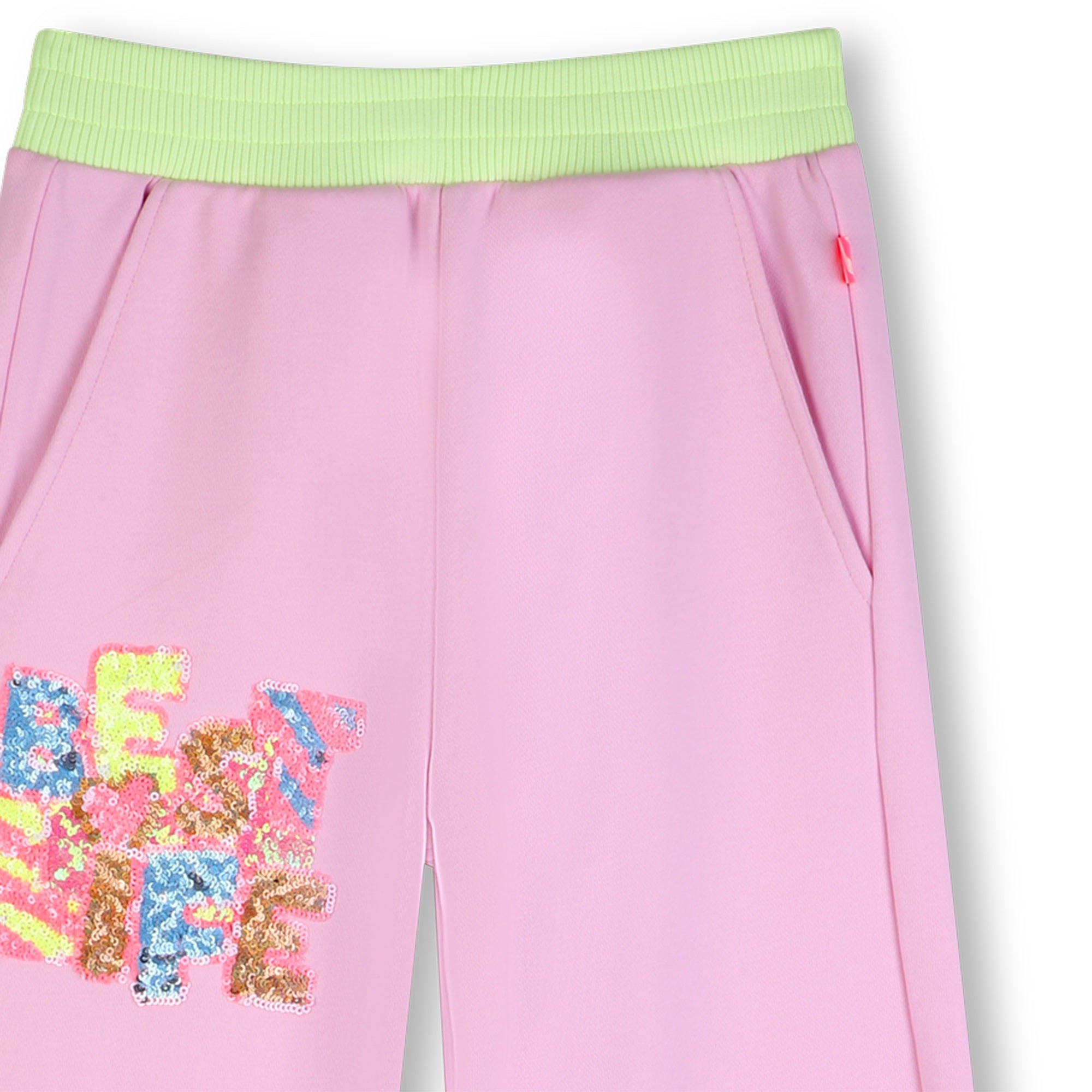 Girls Pink Sequin Cotton Trousers