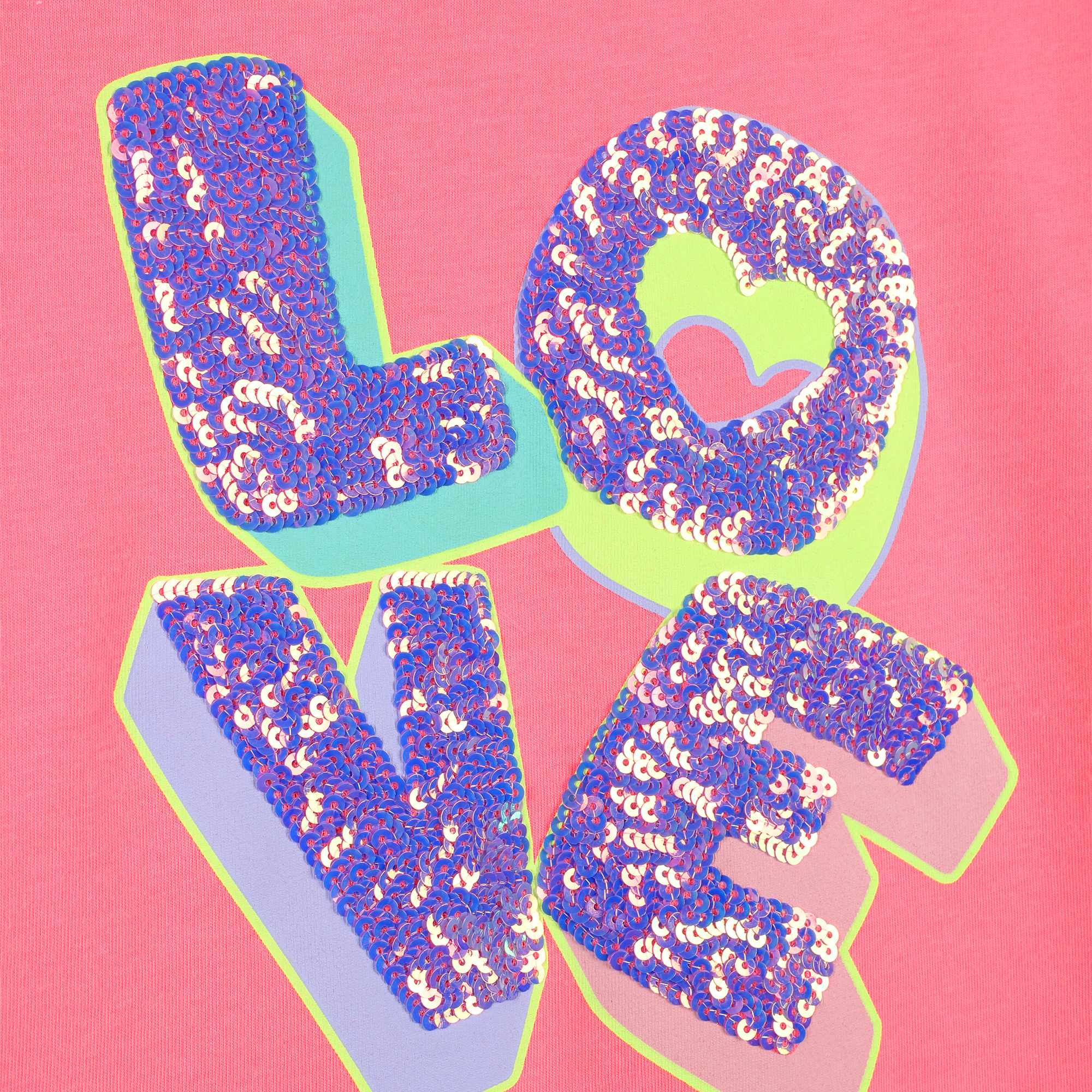 Girls Pink Sequin Cotton T-Shirt